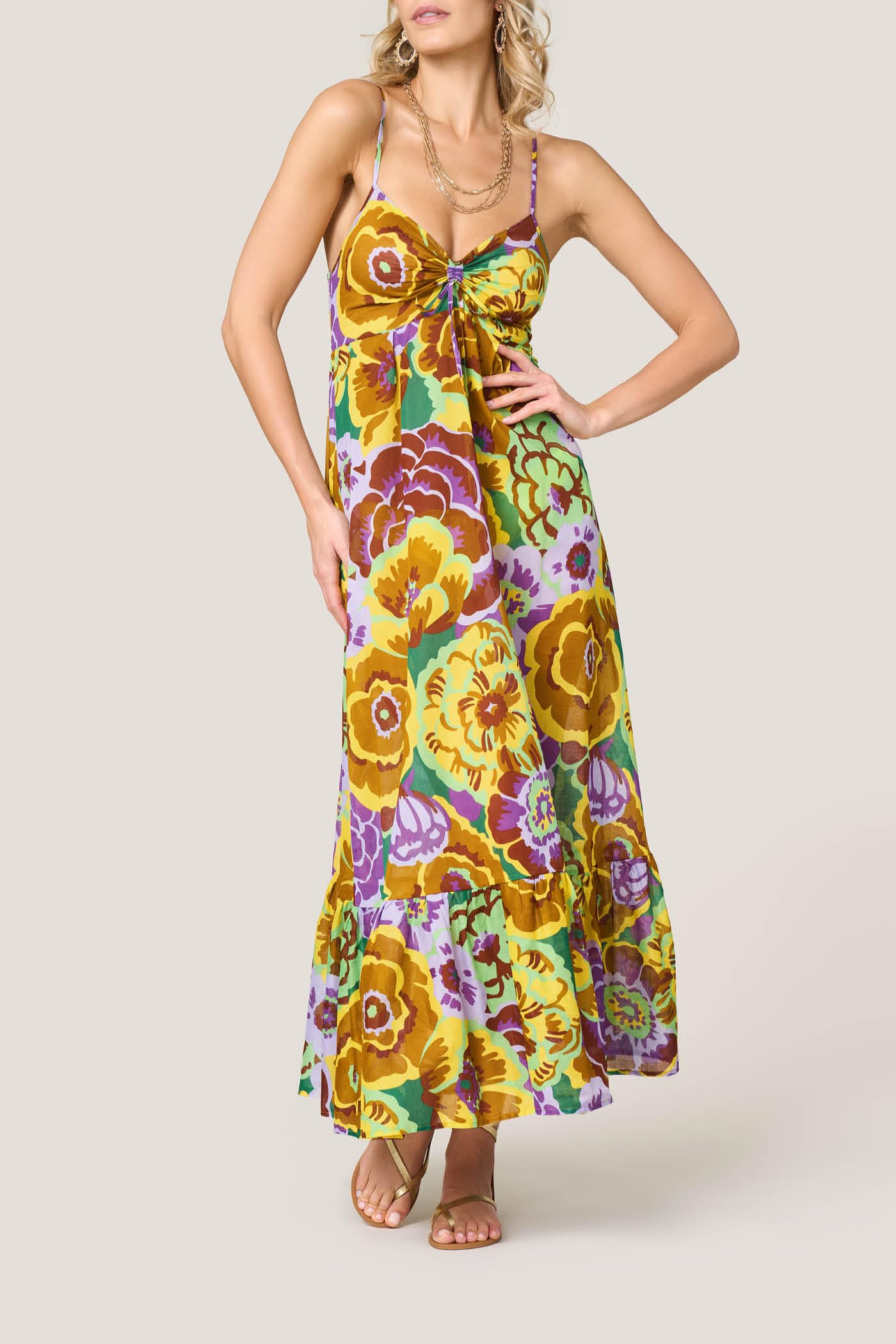 Goldenpoint Fleur copricostume abito lungo cotone floreale