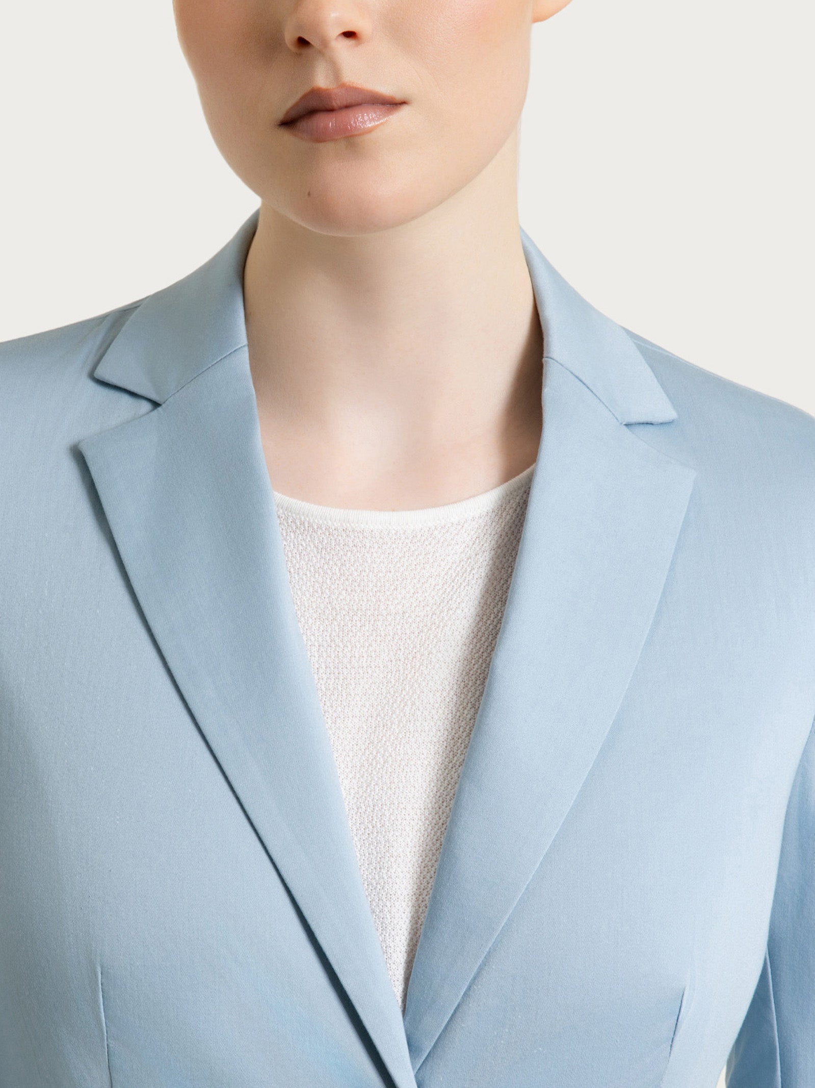 Ragno Satin Power Blazer Due Bottoni Dusty Blue Cotone