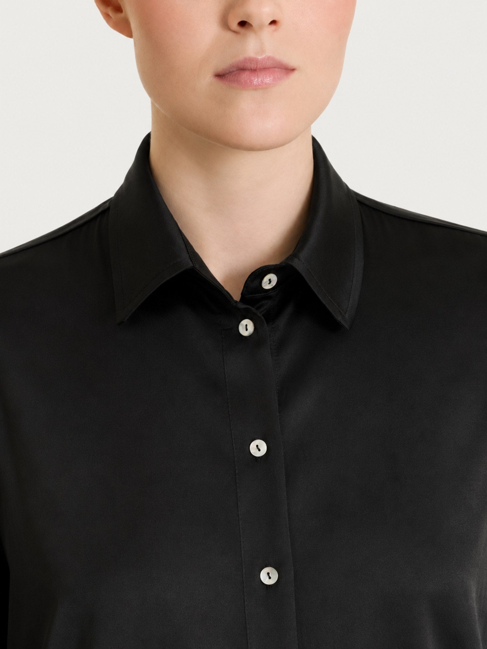 Ragno Camicia Manica Lunga Stretch Satin Nero viscosa