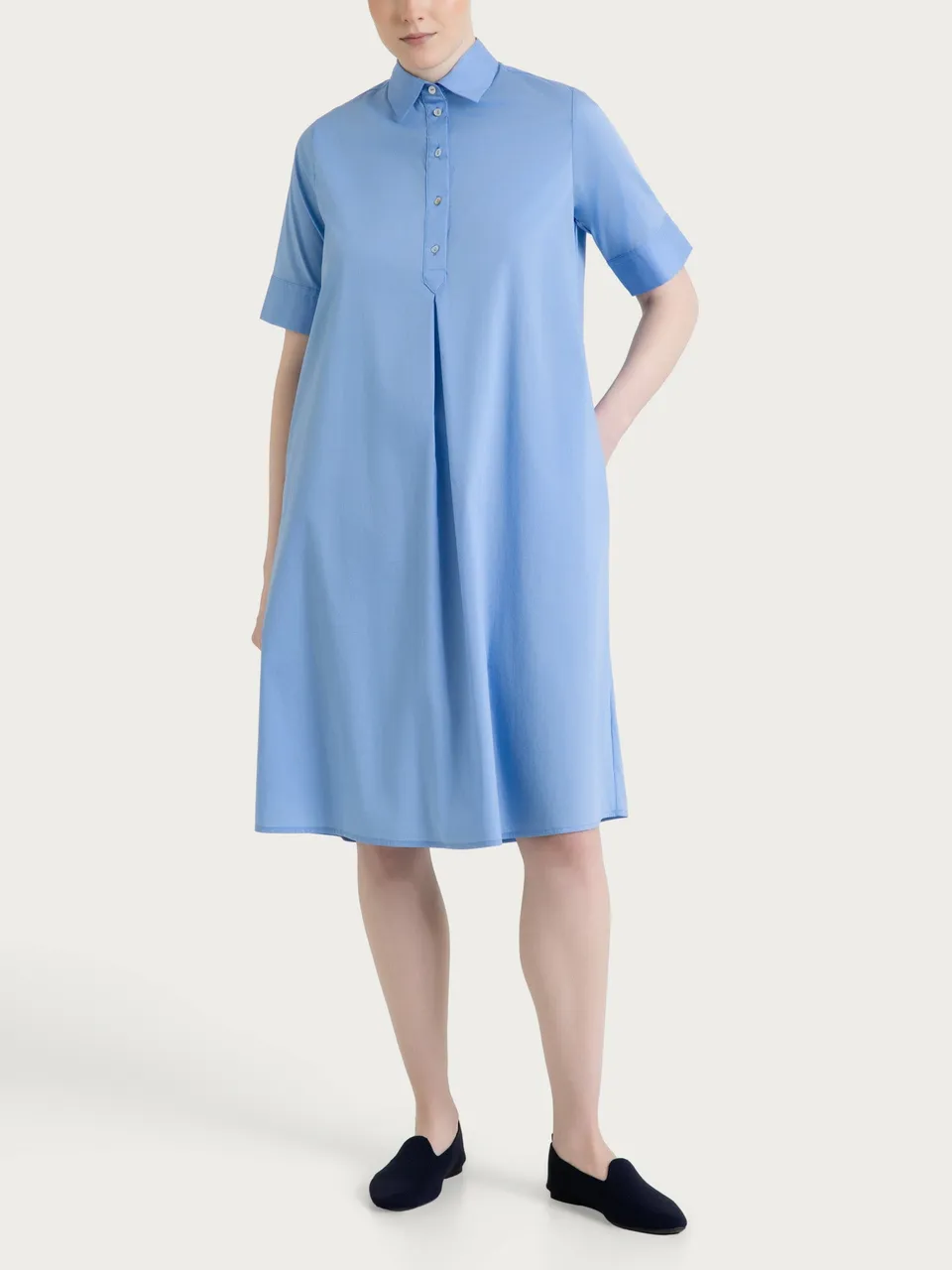 Ragno Puro Cotone Abito Collo Camicia Bel Air Blue poplin