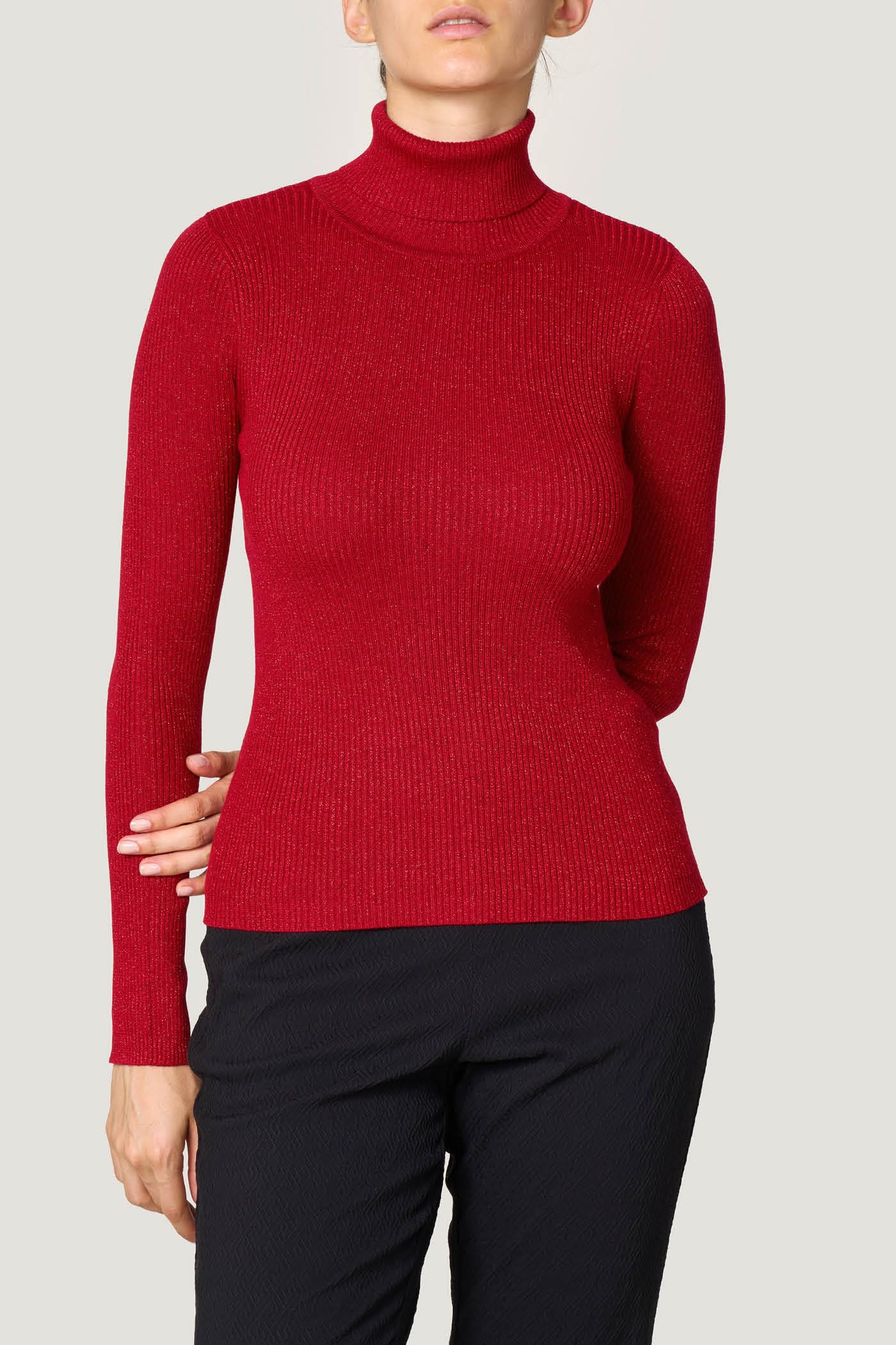 Goldenpoint maglia dolcevita a costina lamè viscosa