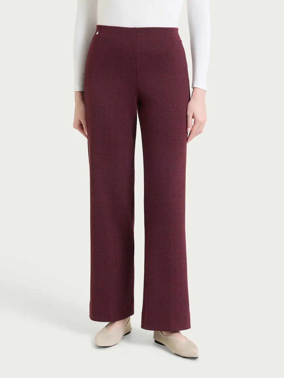 Ragno Gem Pantalone Ampio Jacquard Tweed Fantasia Fig