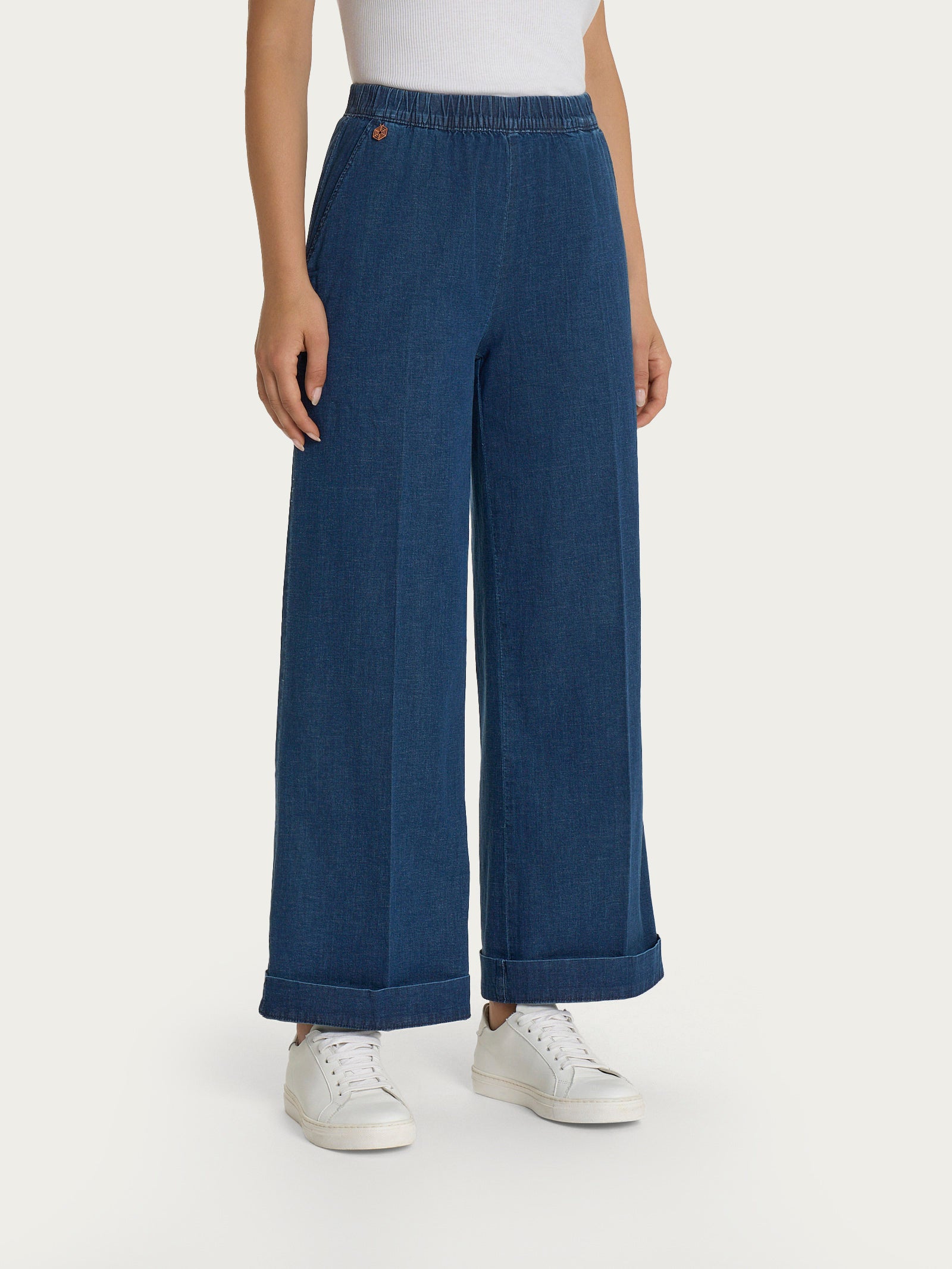 Ragno Super Denim Jeans Wide Leg Indigo gamba larga