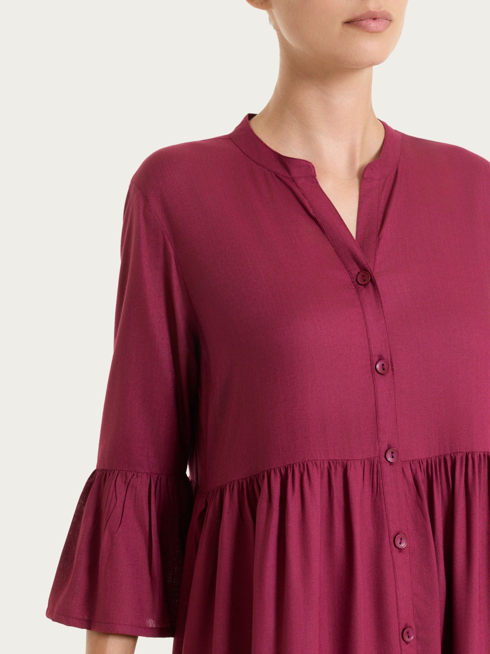 Ragno Compact Beet Red abito lungo viscosa balze
