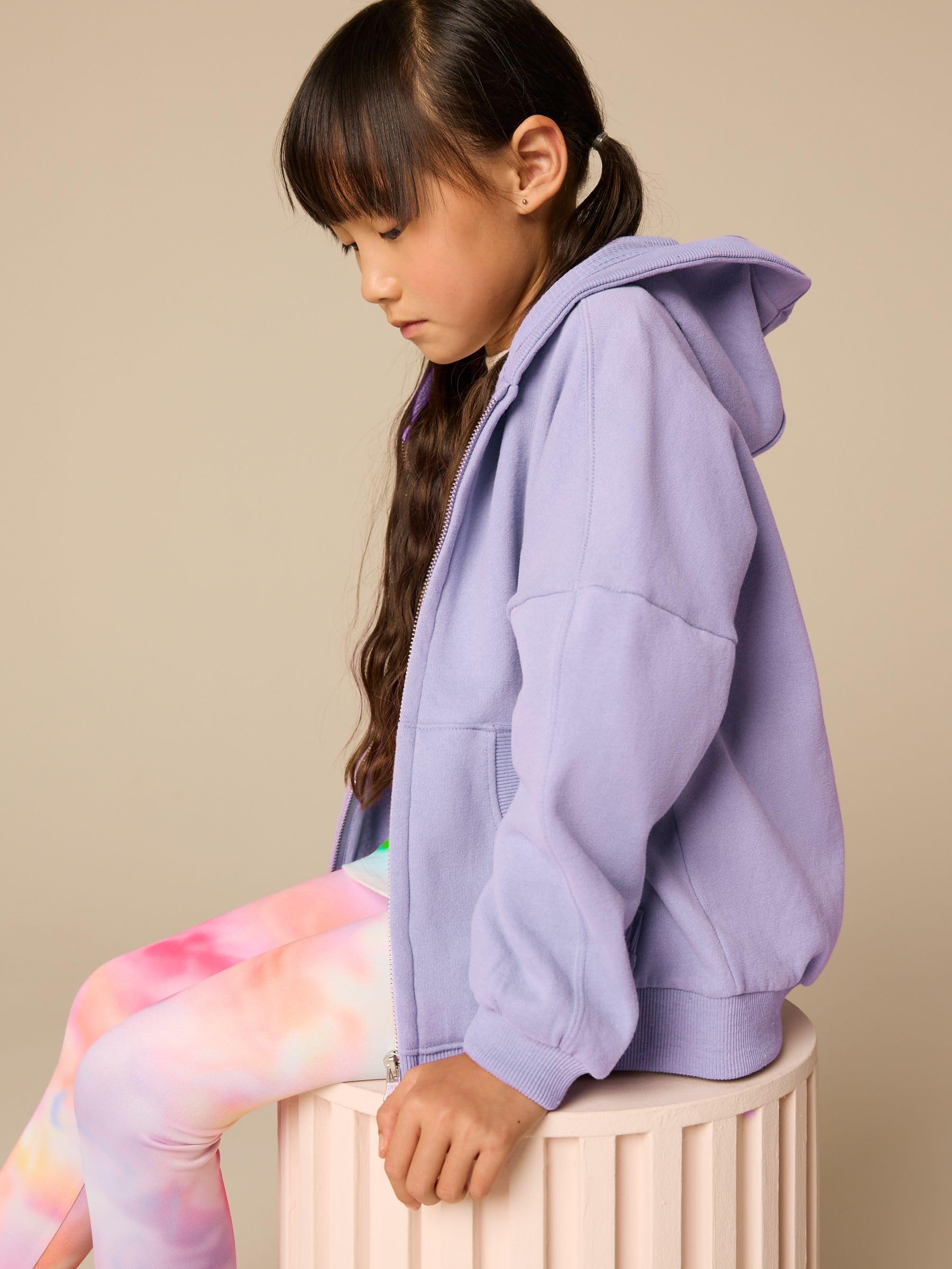 Next felpa ragazza zip viola con cappuccio Dusky Purple