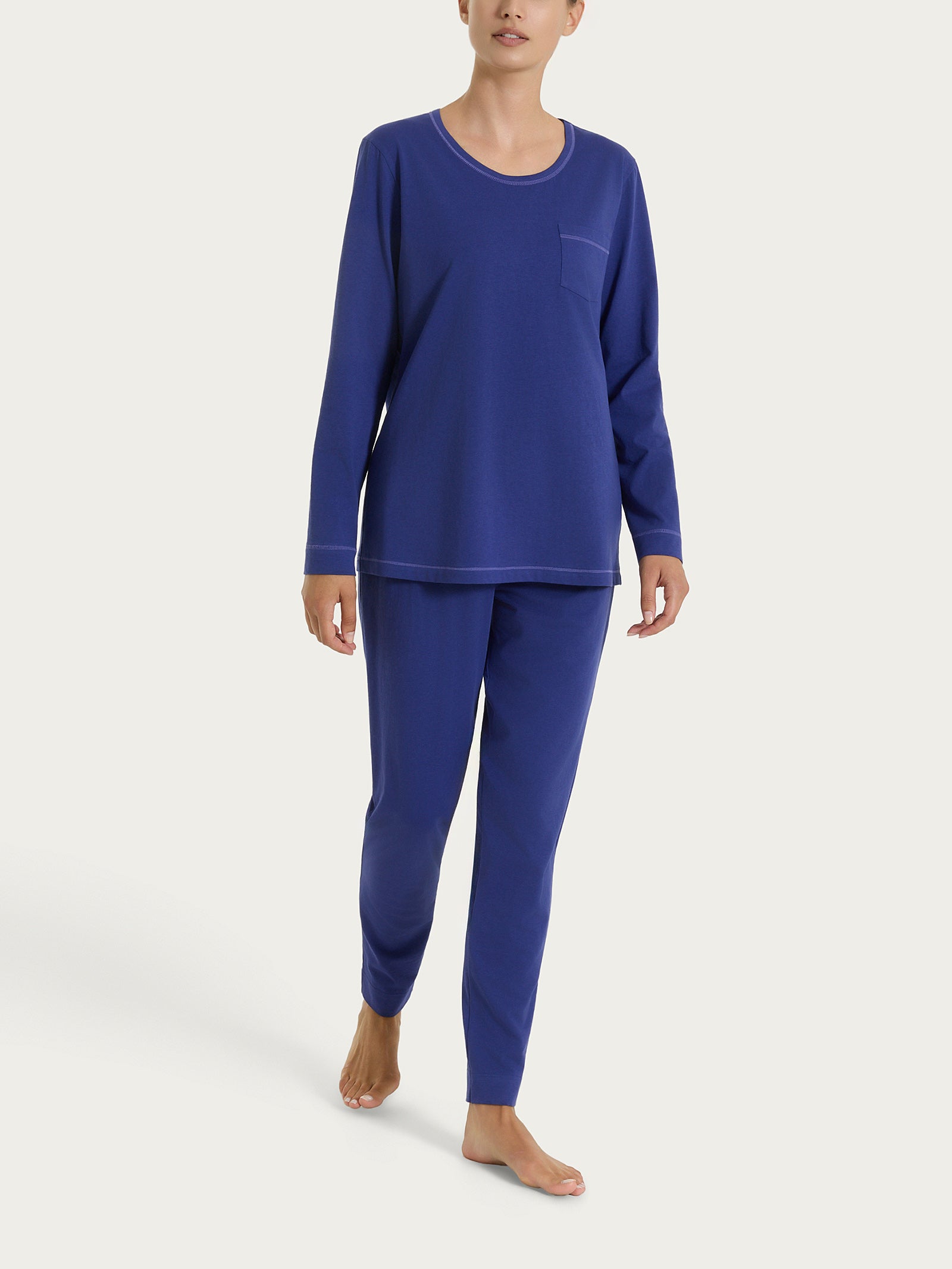 Ragno Jersey Cotone pigiama lungo girocollo navy blue