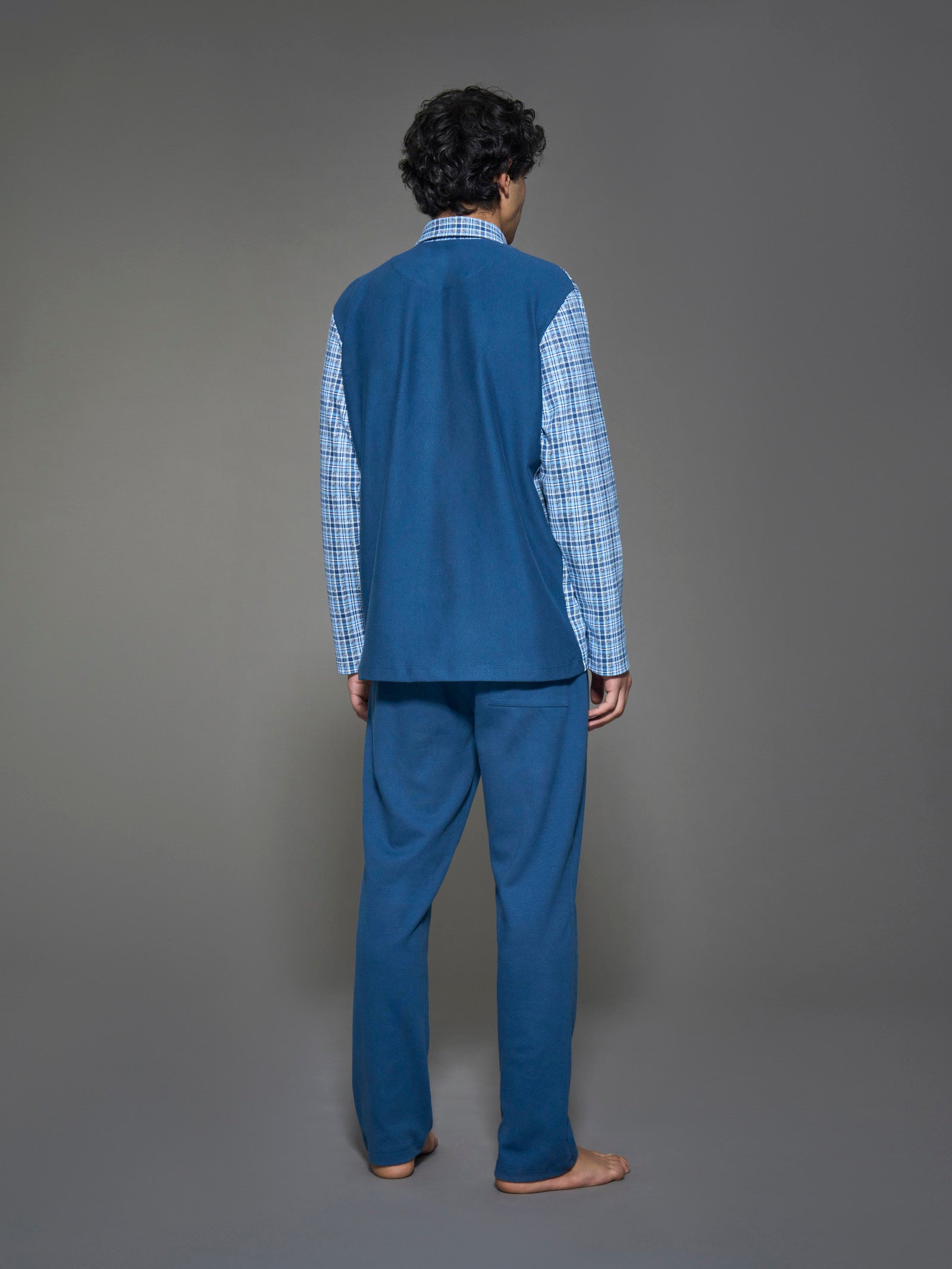 Ragno Interlock pigiama uomo aperto Lavender Lustre cotone