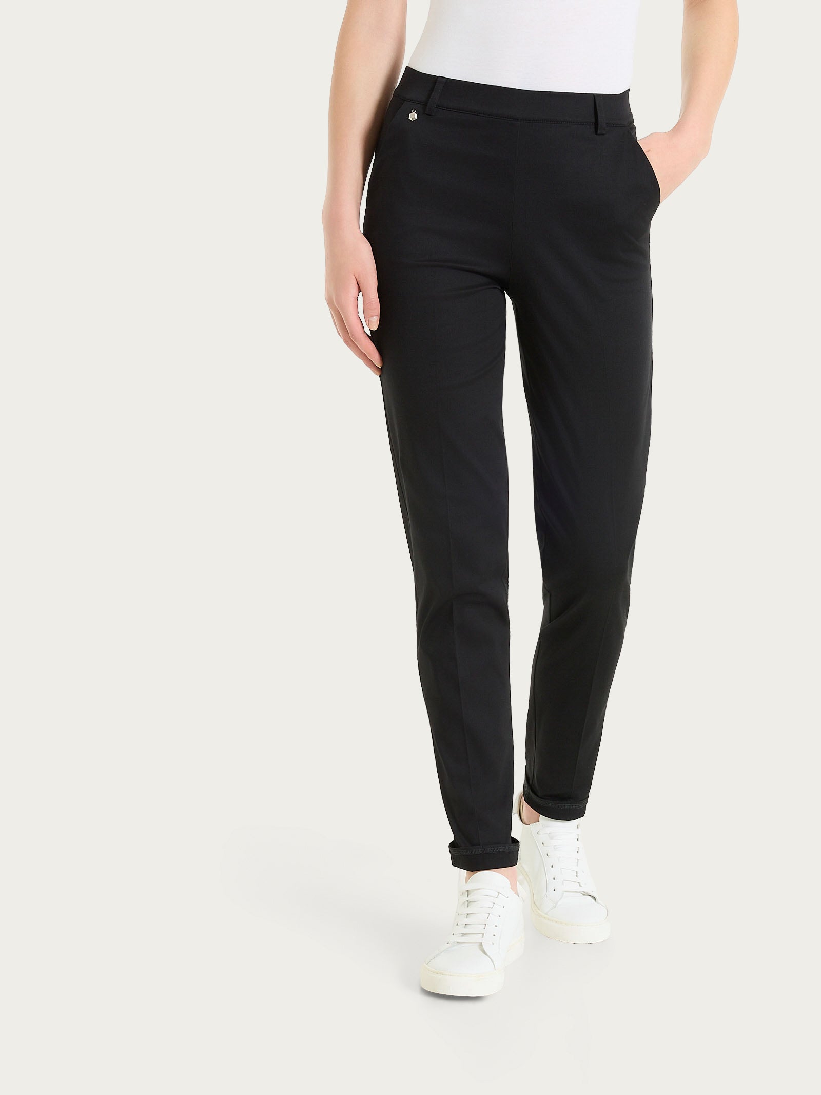 Ragno Satin Power Pantalone Chino Slim Nero elegante