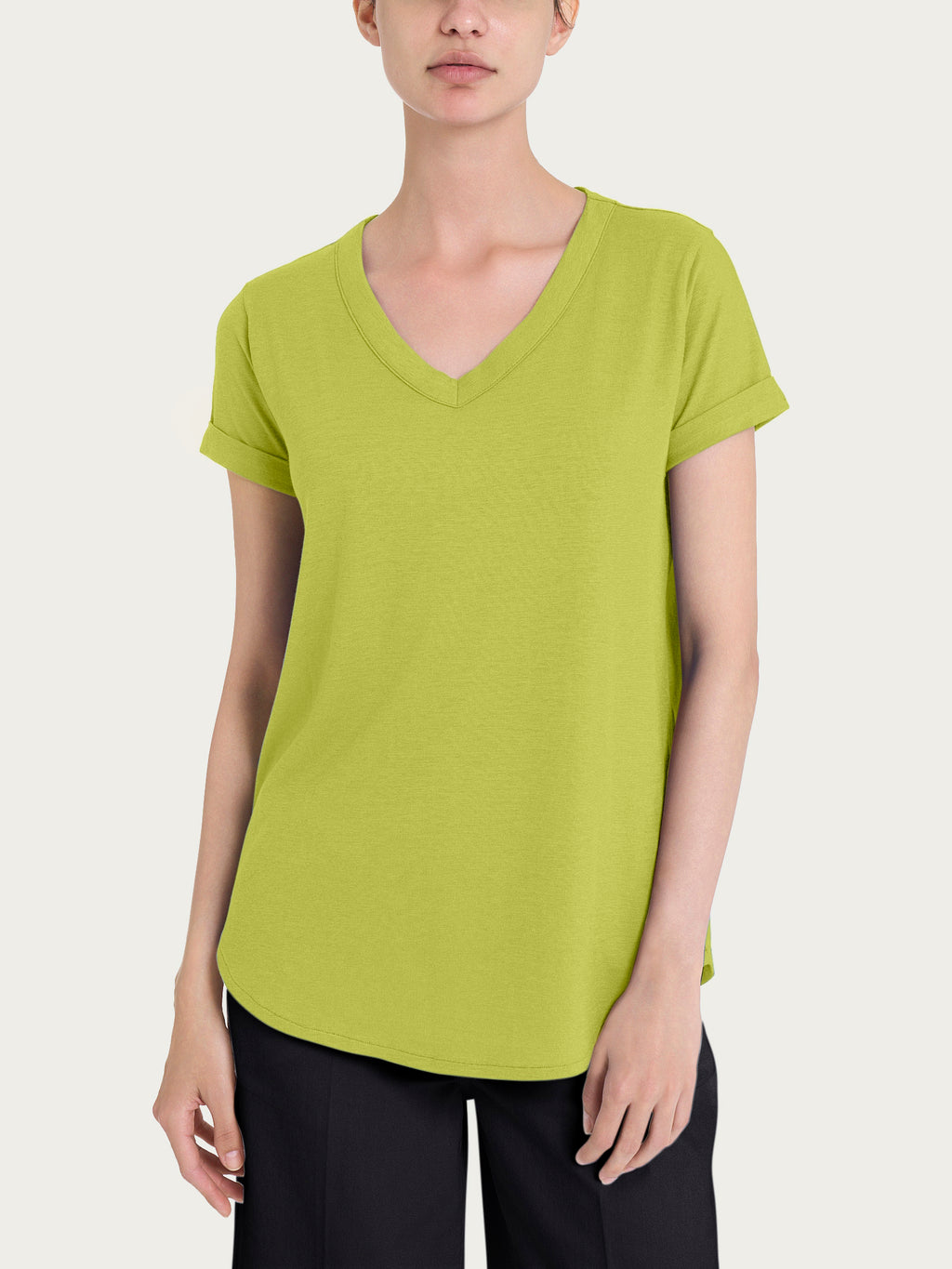 Ragno Puro Cotone maglietta scollo V verde Grenoble cotone