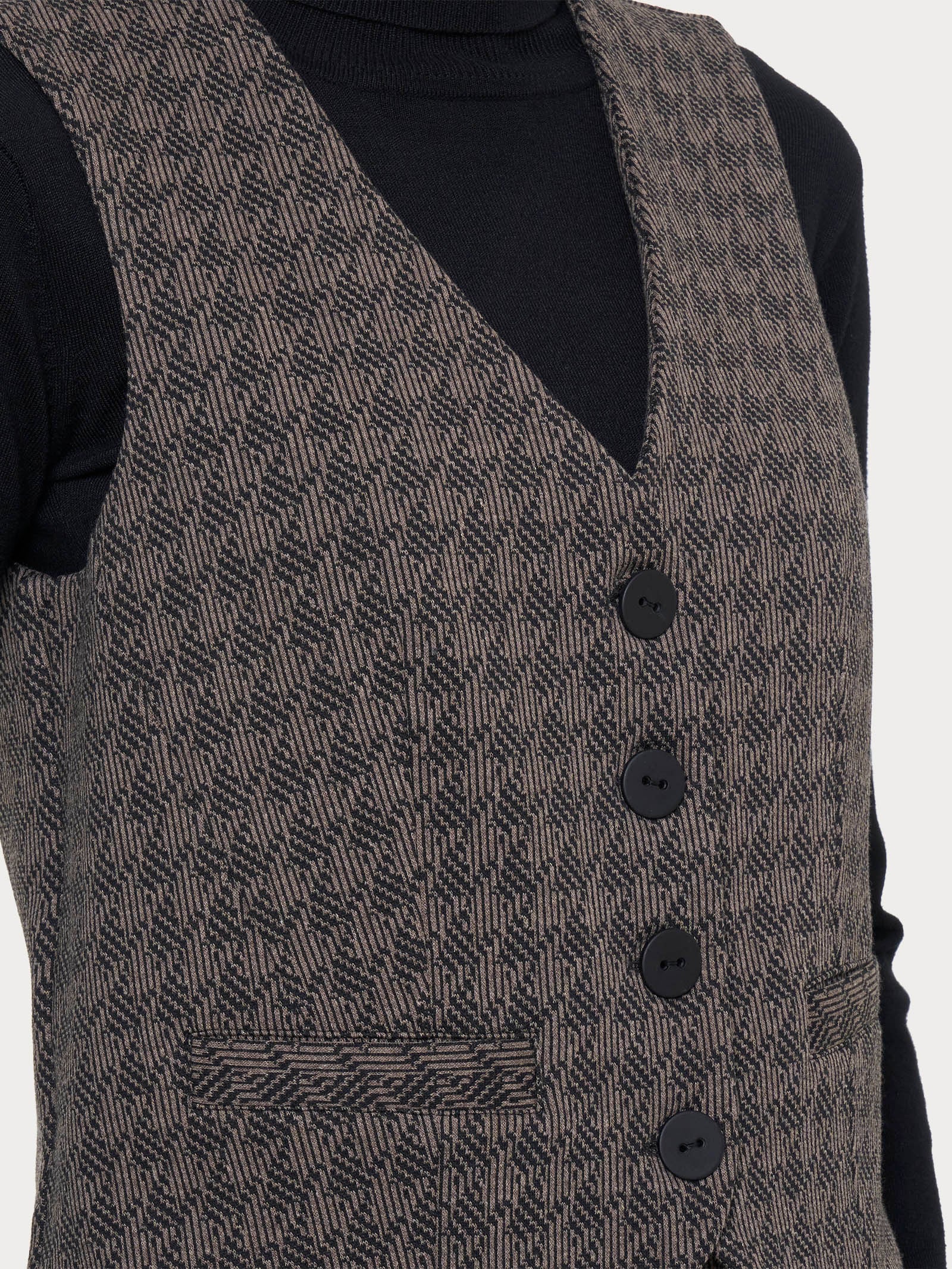 Ragno Comfort Gilet 4 Bottoni Eco Jacquard Fant. Pine Bark