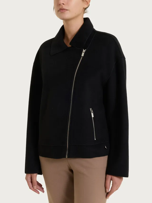Ragno Vegan Wool Giacca chiodo zip Nero