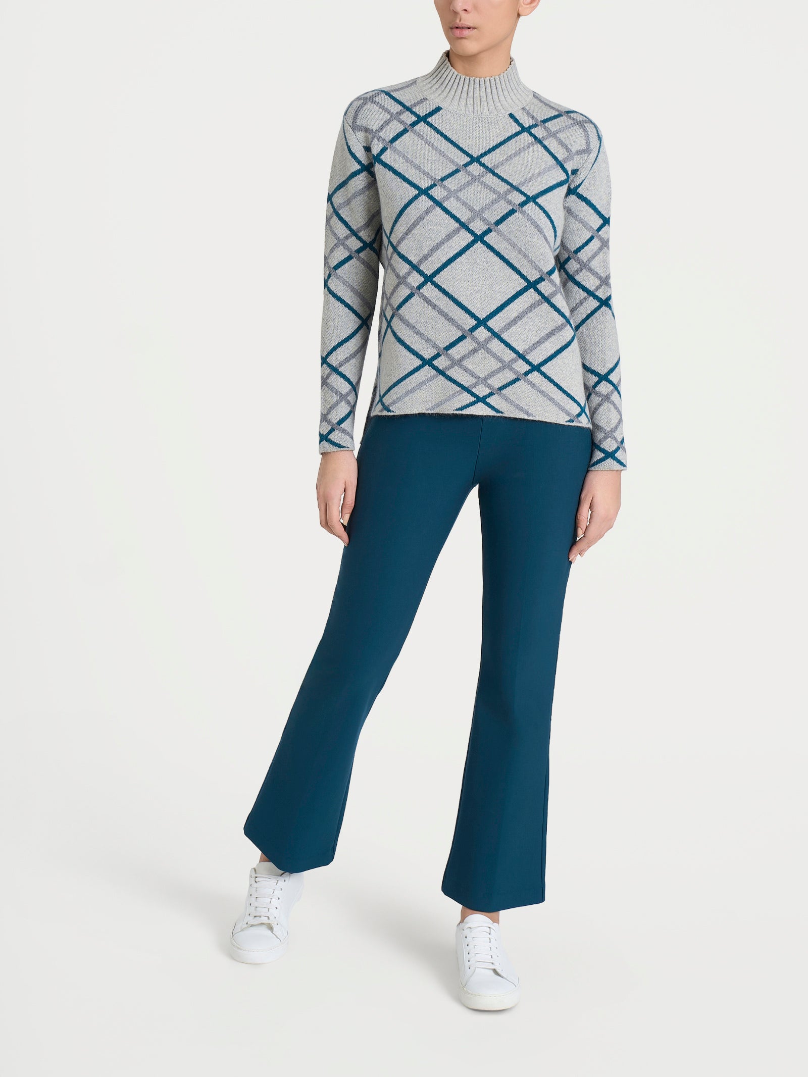 Ragno Natural Soft Lupetto Check Maglia Ghiaia Mel.