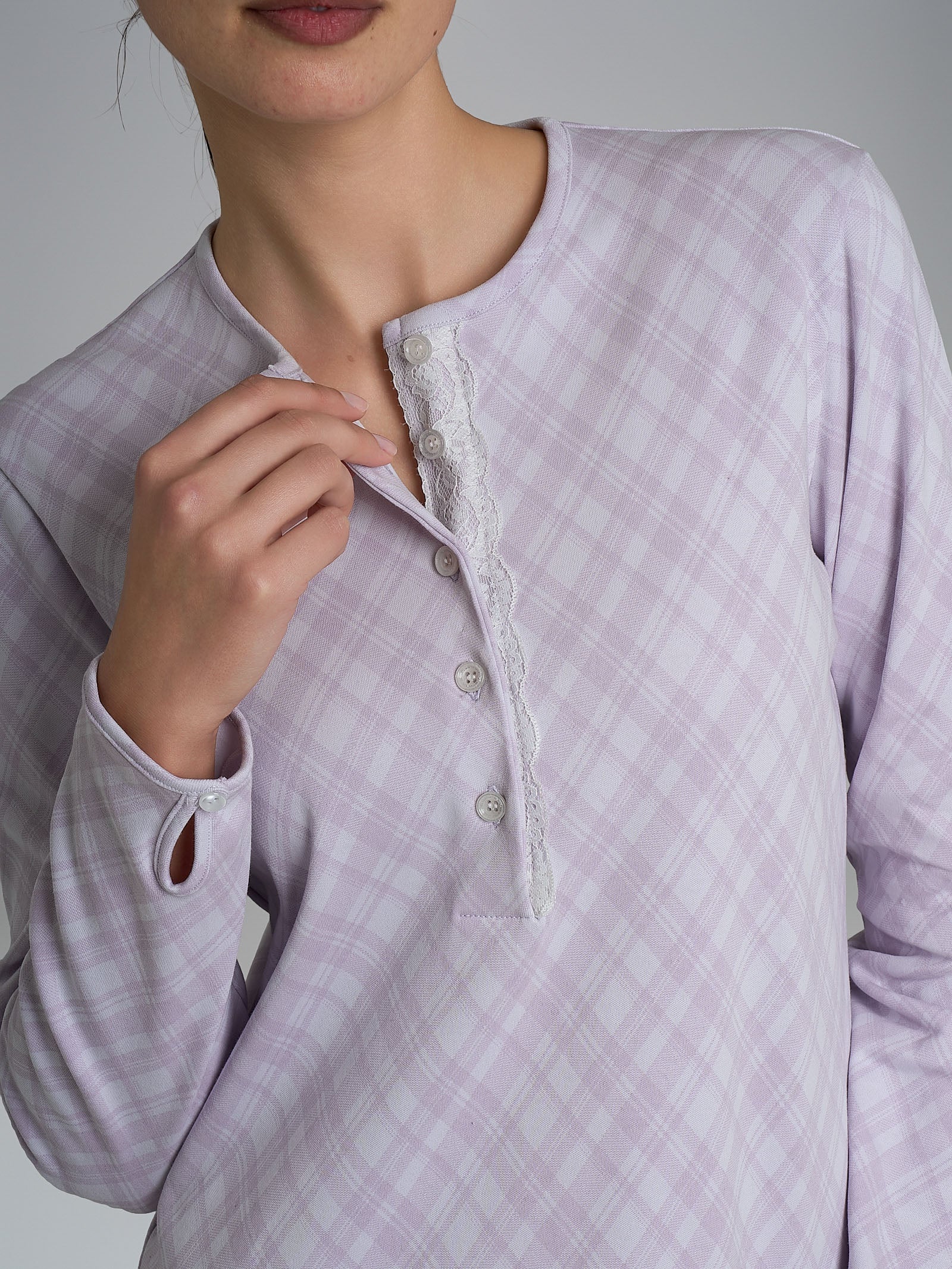 Ragno Jersey Cotone camicia notte Lavender Blue pizzo