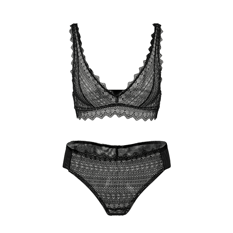 Maria Grazia Severi Full-Lace bralette e slip nero senza ferretto