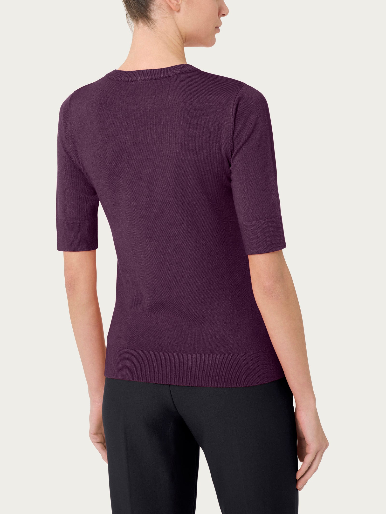 Ragno Four Seasons Maglia Girocollo Manica Corta Plum Viscosa