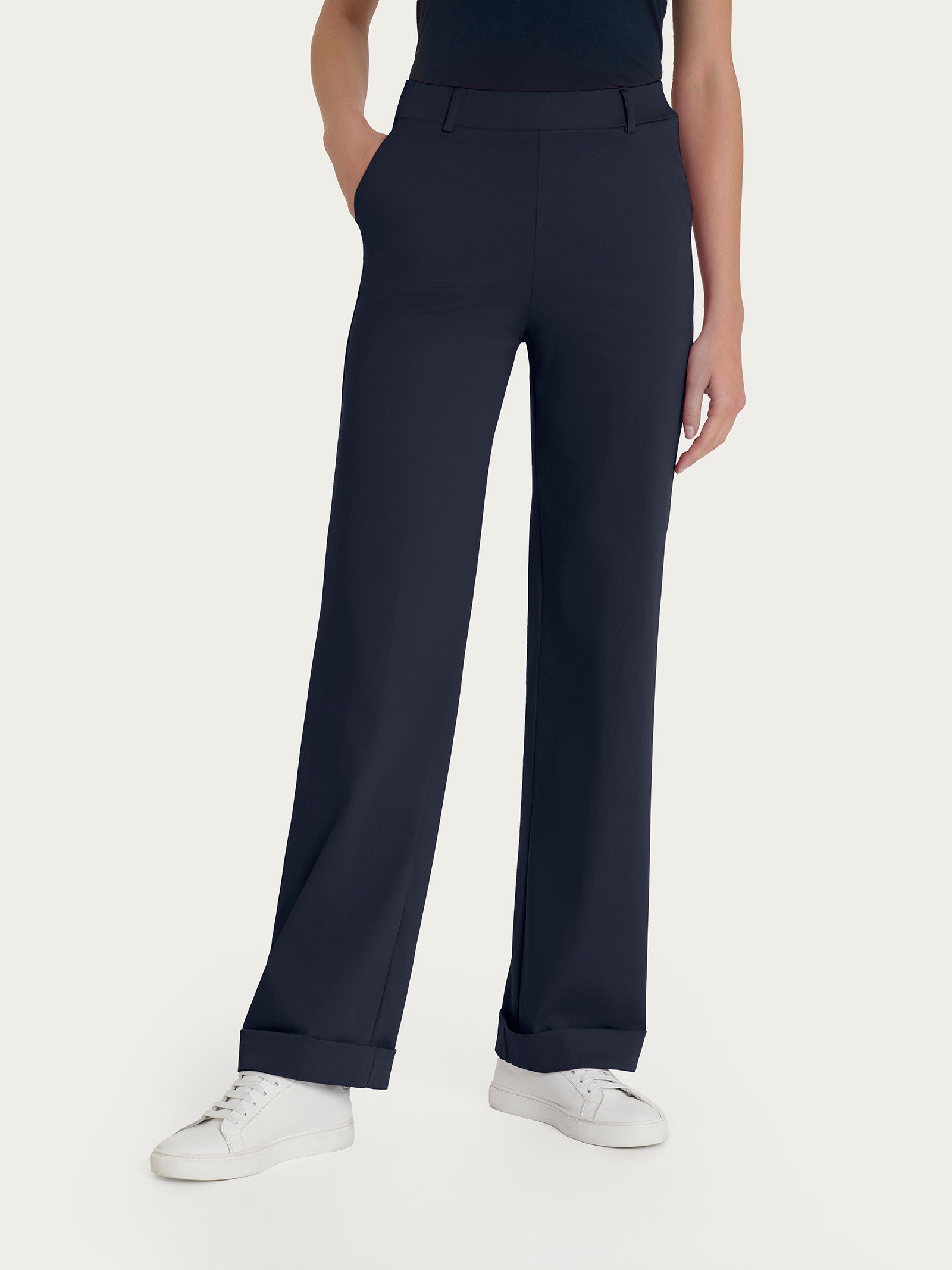 Ragno Satin Power pantalone dritto donna blu con risvolto tasche