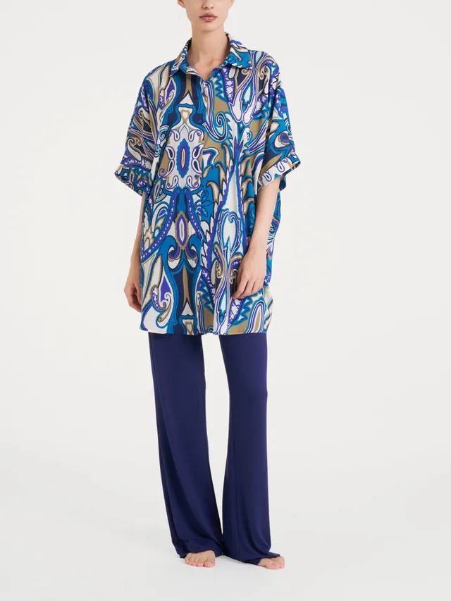 Ragno EcoSeta Chemisier Kimono Dazzling Blue in viscosa