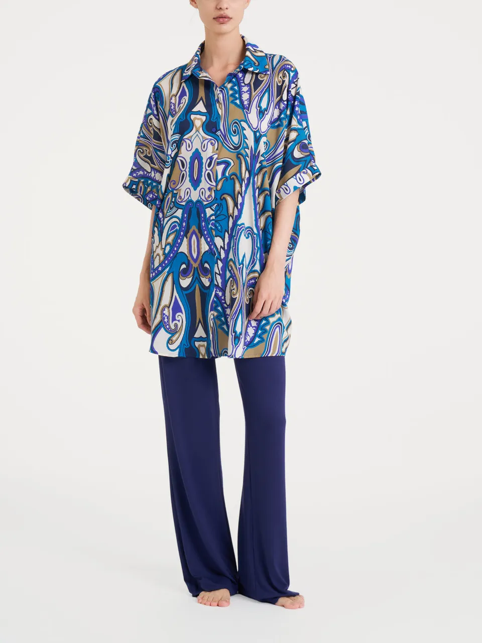 Ragno EcoSeta Chemisier Kimono Dazzling Blue in viscosa