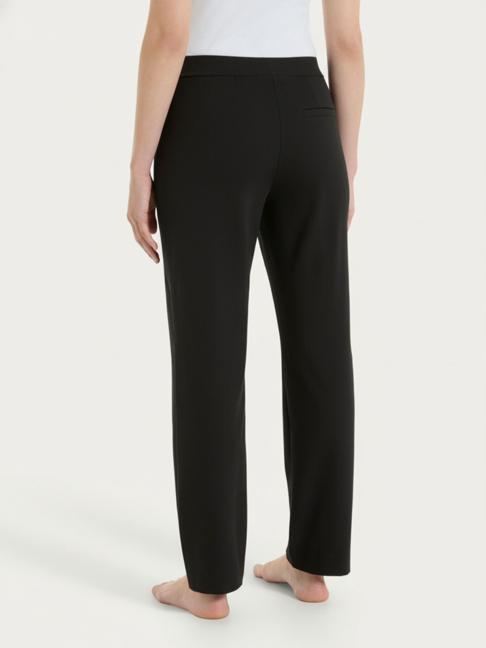 Ragno Jersey di Cotone Pantalone Dritto Nero Tasche