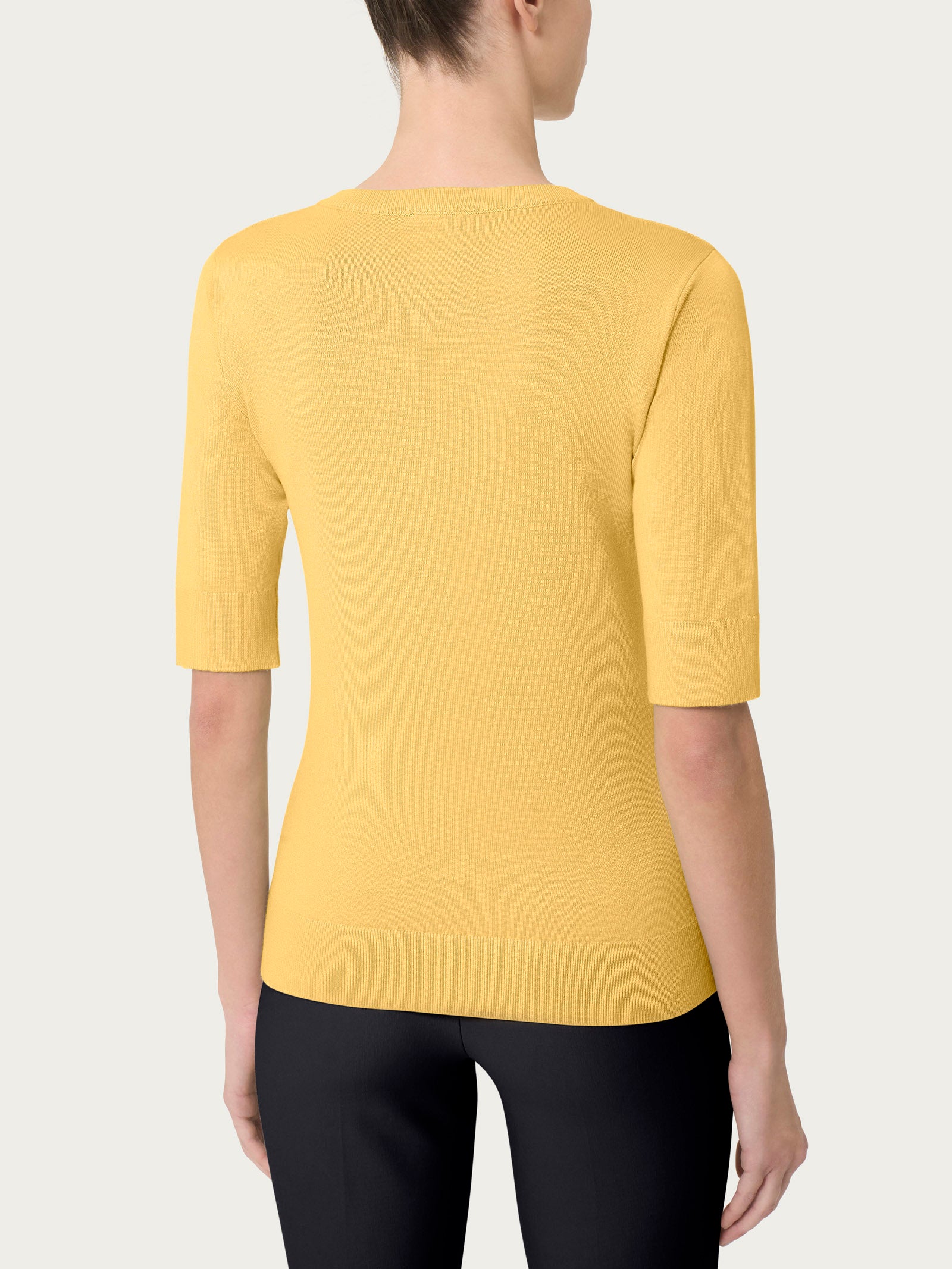 Ragno Four Seasons Maglia Girocollo Manica Corta Misto Viscosa Gialla