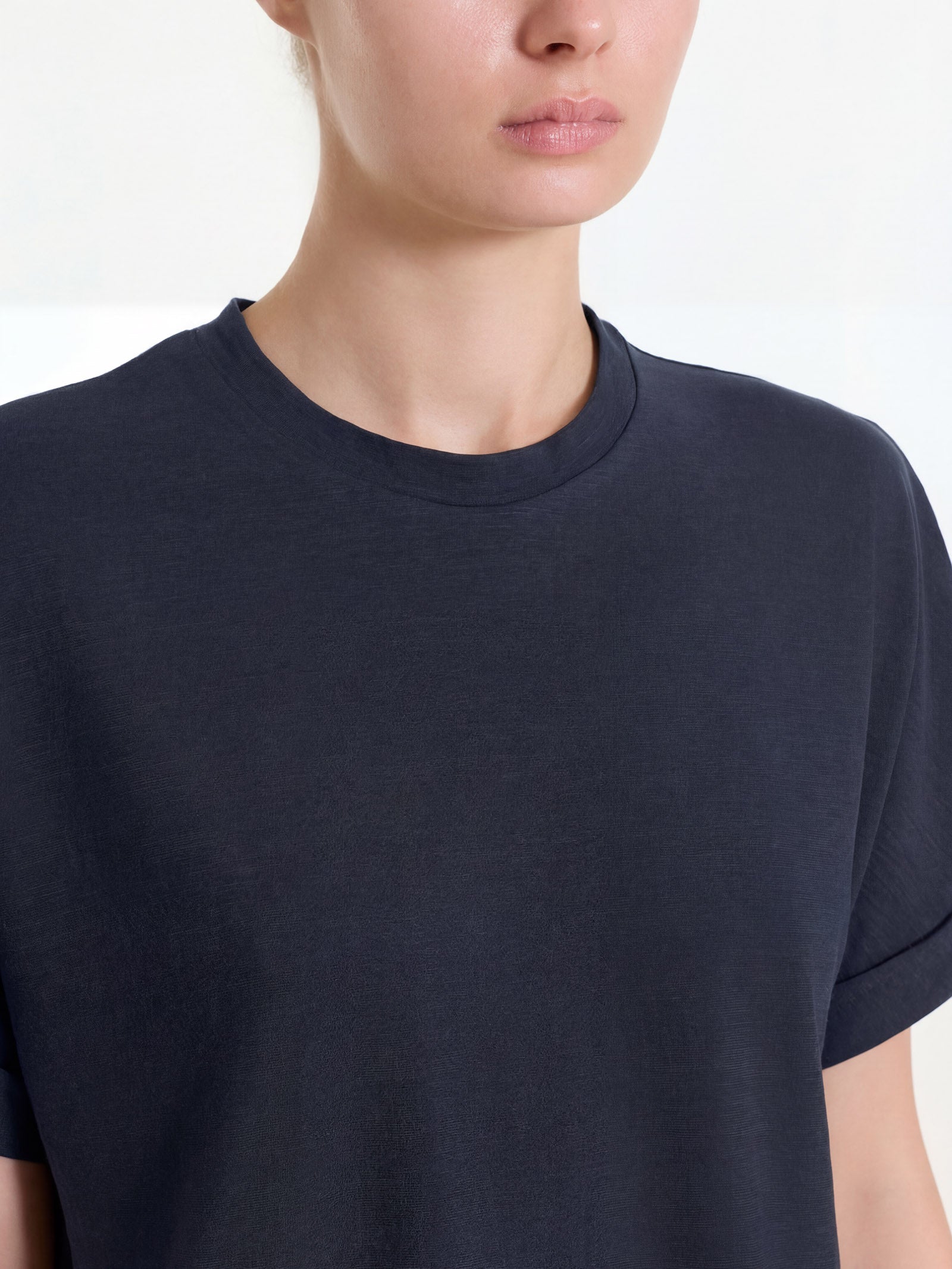 Ragno Slub Jersey Maglietta Manica Corta Over Bleu cotone