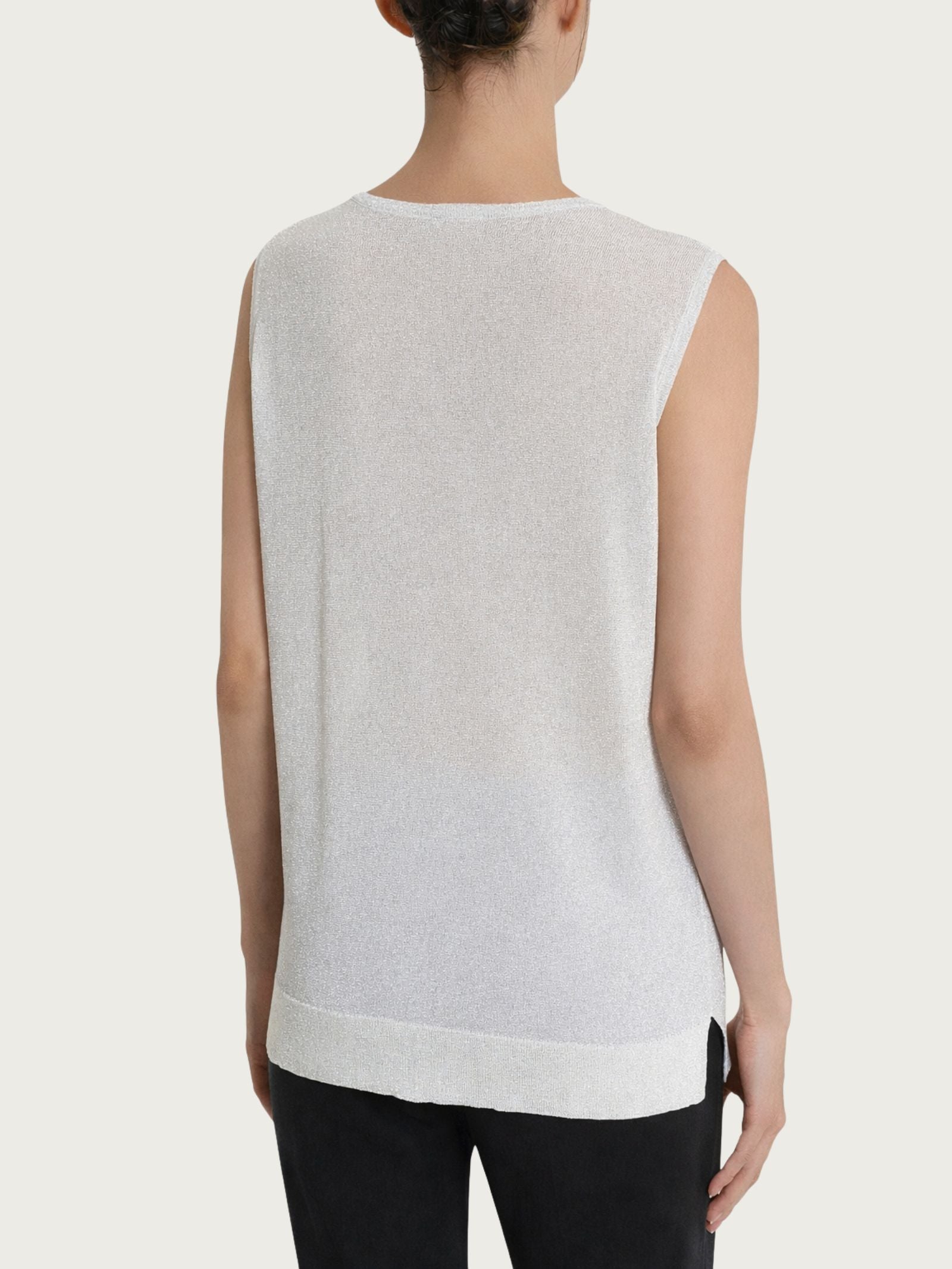 Ragno SL Maglia Smanicata Crêpe Lurex Bianco