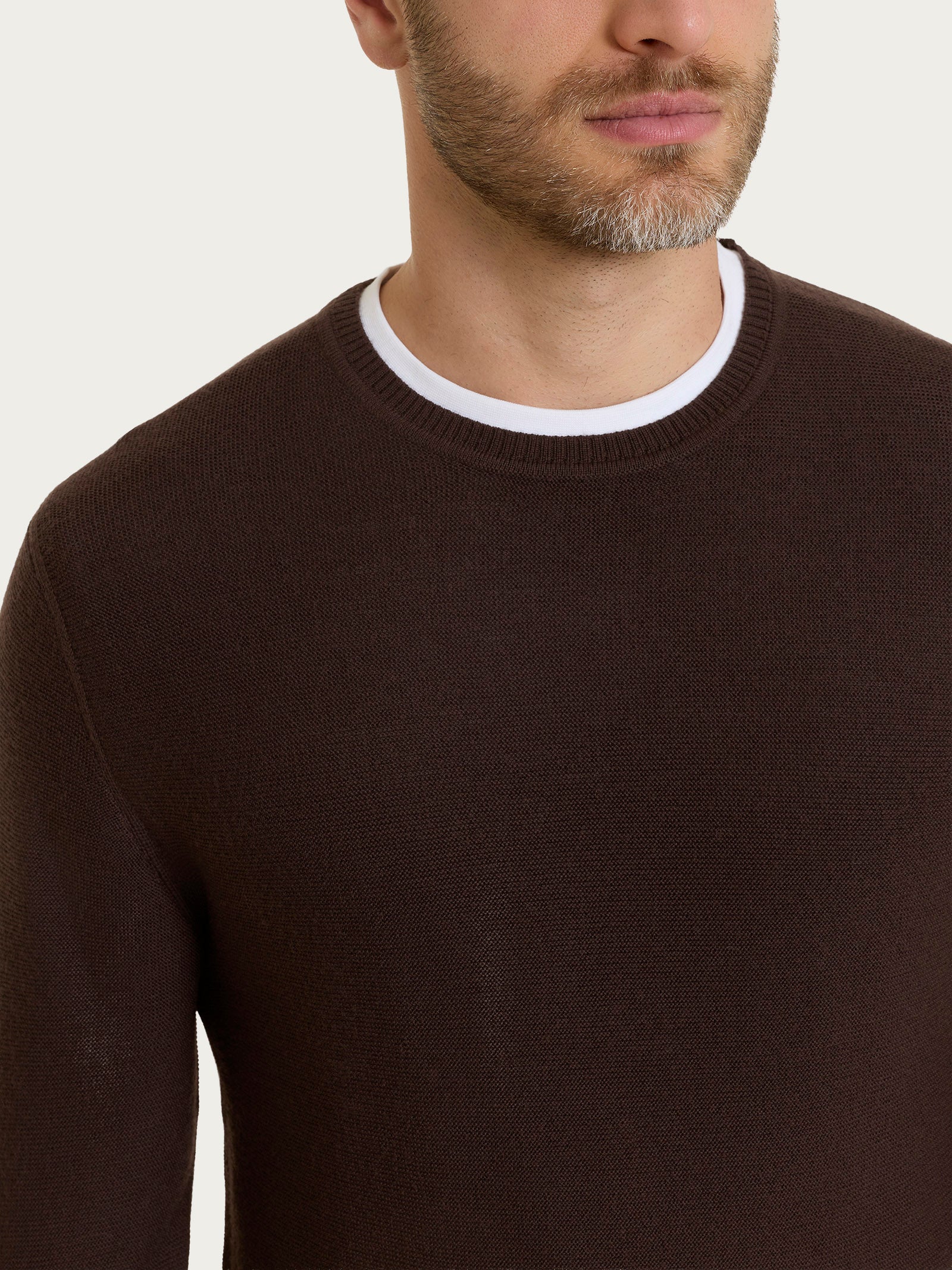 Ragno Merino Soft Pull girocollo punto links Chocolate