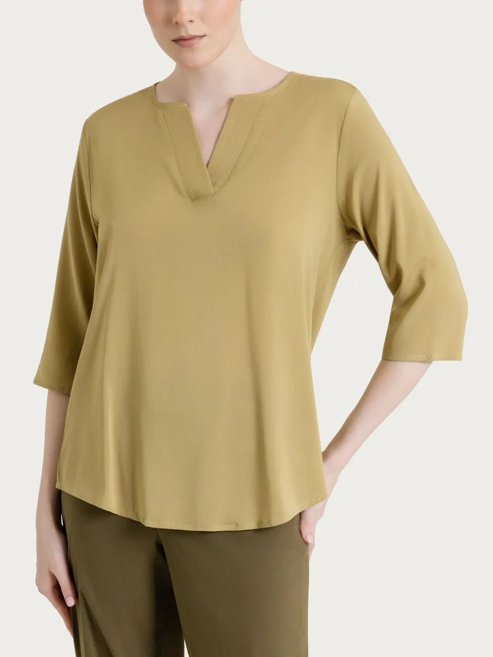 Ragno Viscosa Summer Blusa donna Khaki scollo a V