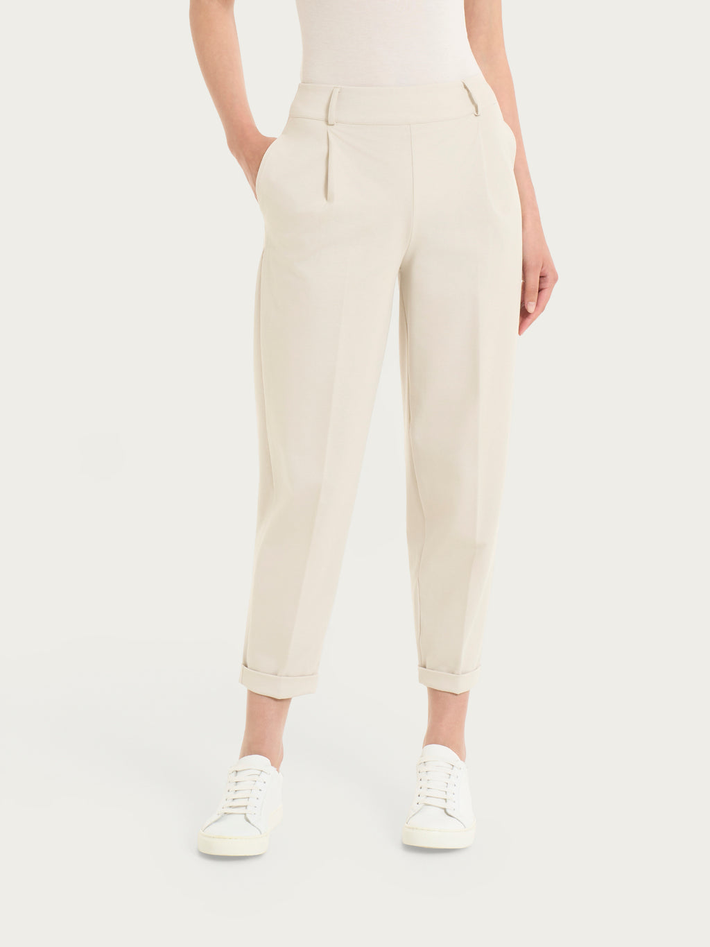 Ragno Compact Light pantalone carrot Champignon con tasche