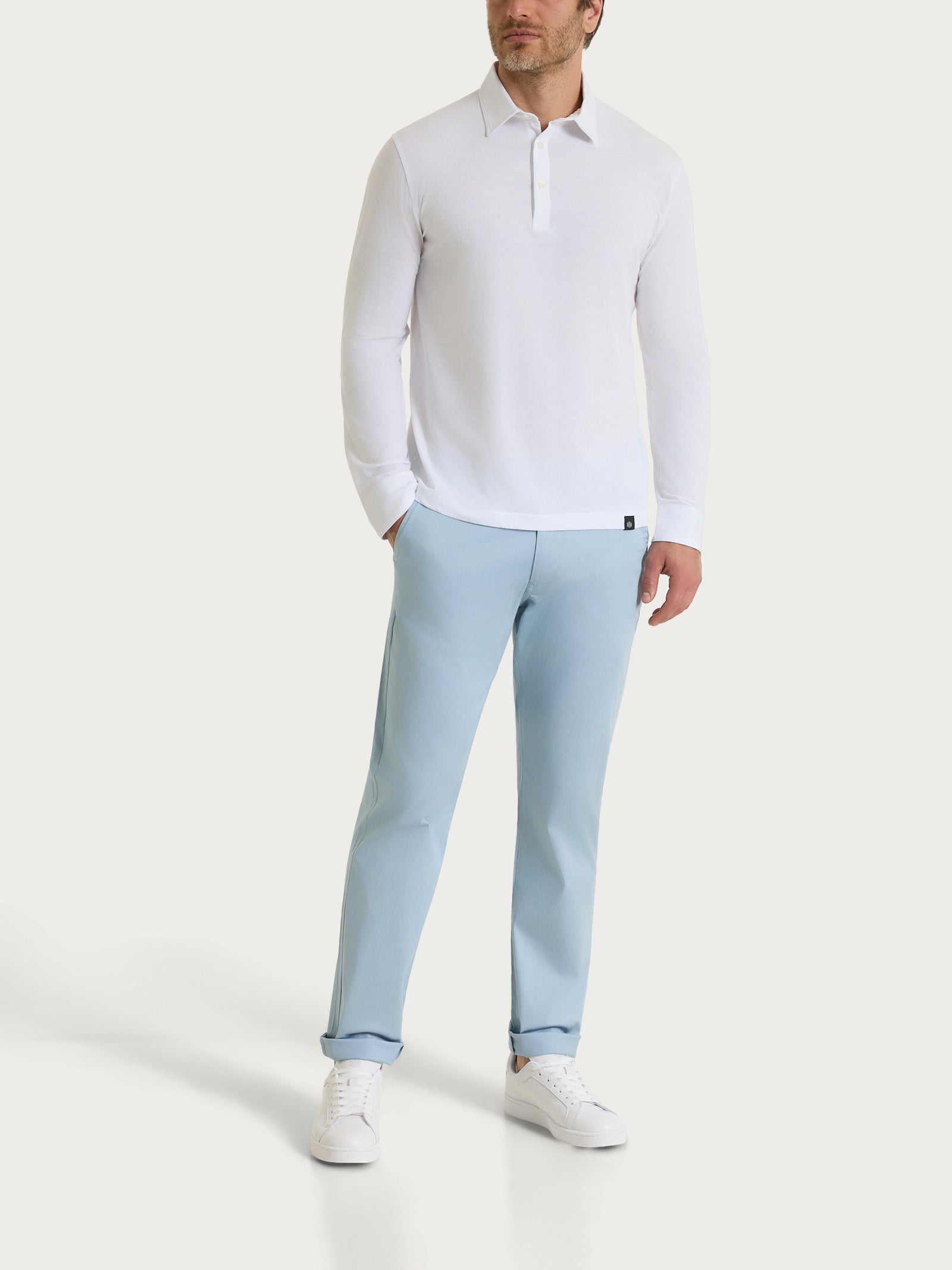 Ragno Ultralight Polo manica lunga cotone Bianco