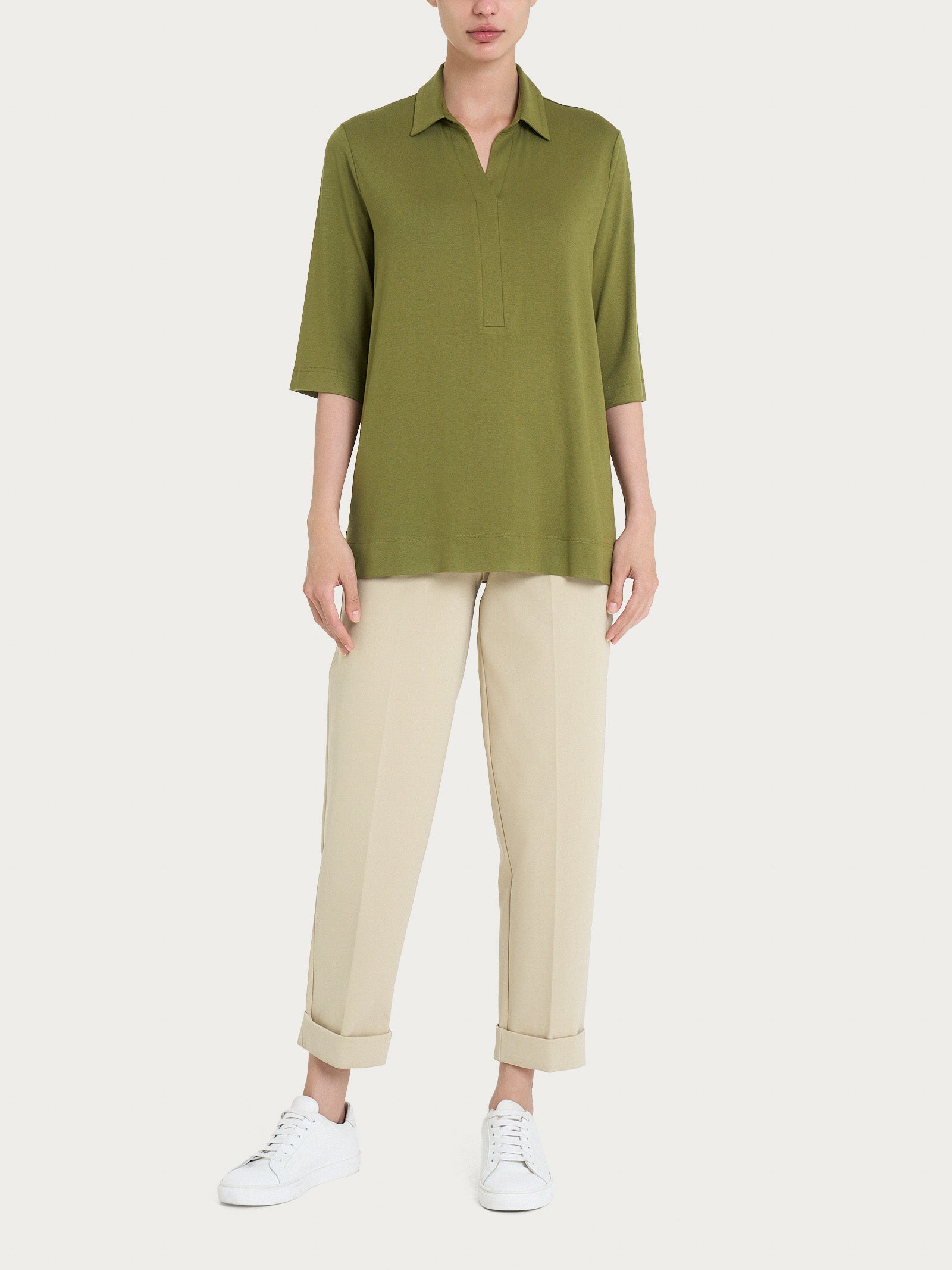 Ragno Viscosa Summer Polo 3/4 Donna Sphagnum