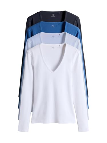 Geo Next The Set maglietta coste donna 4 pezzi scollo a V maniche