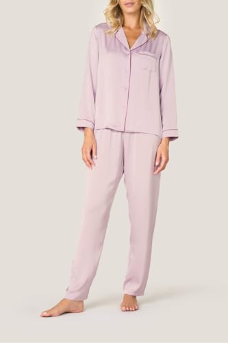 Goldenpoint Satin pigiama lungo abbottonato maniche lunghe