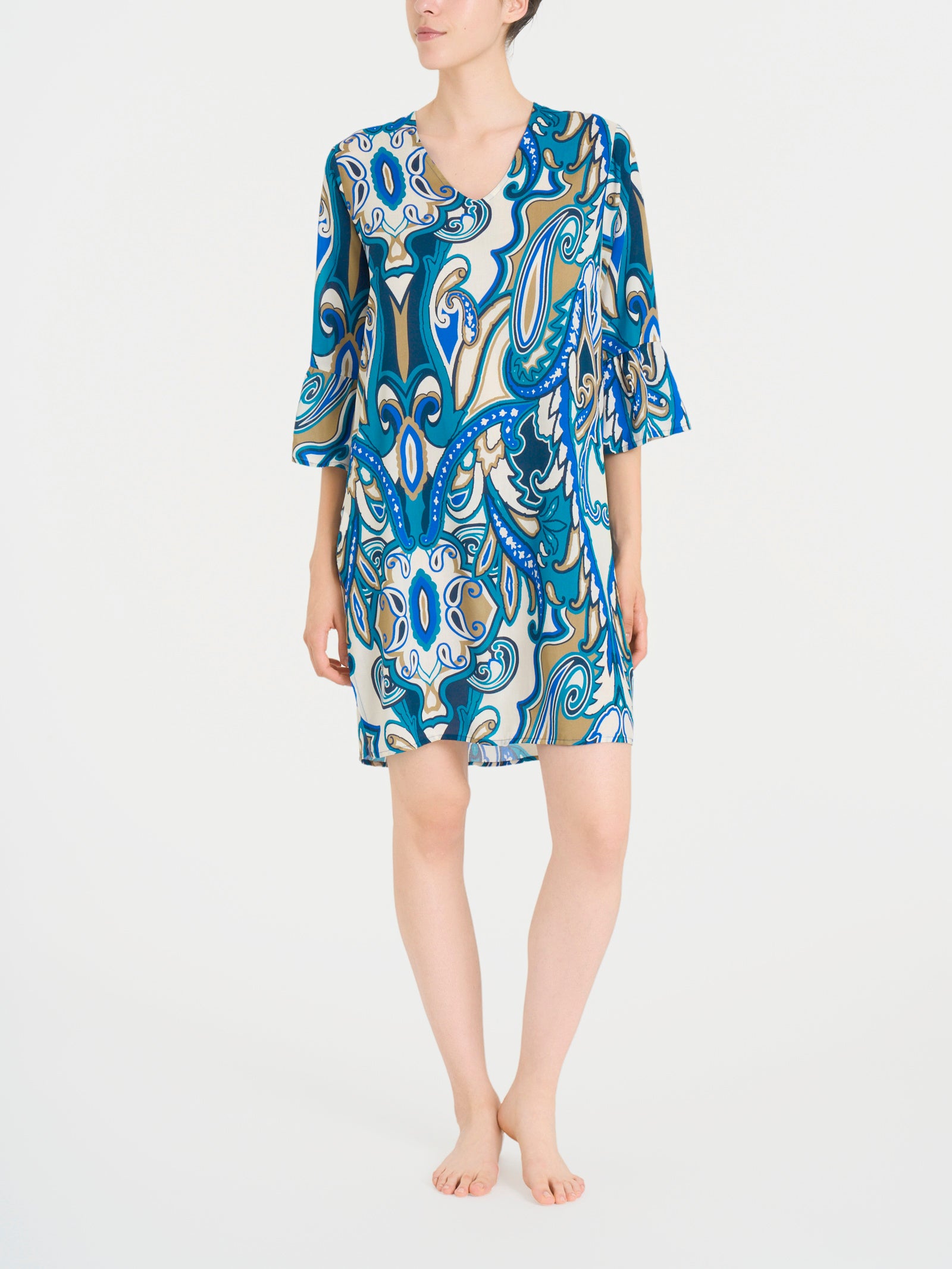 Ragno EcoSeta Caftano 3/4 copricostume dazzling blue