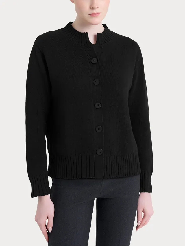 Ragno Winter Cotton cardigan corto bottoni nero mel puro cotone