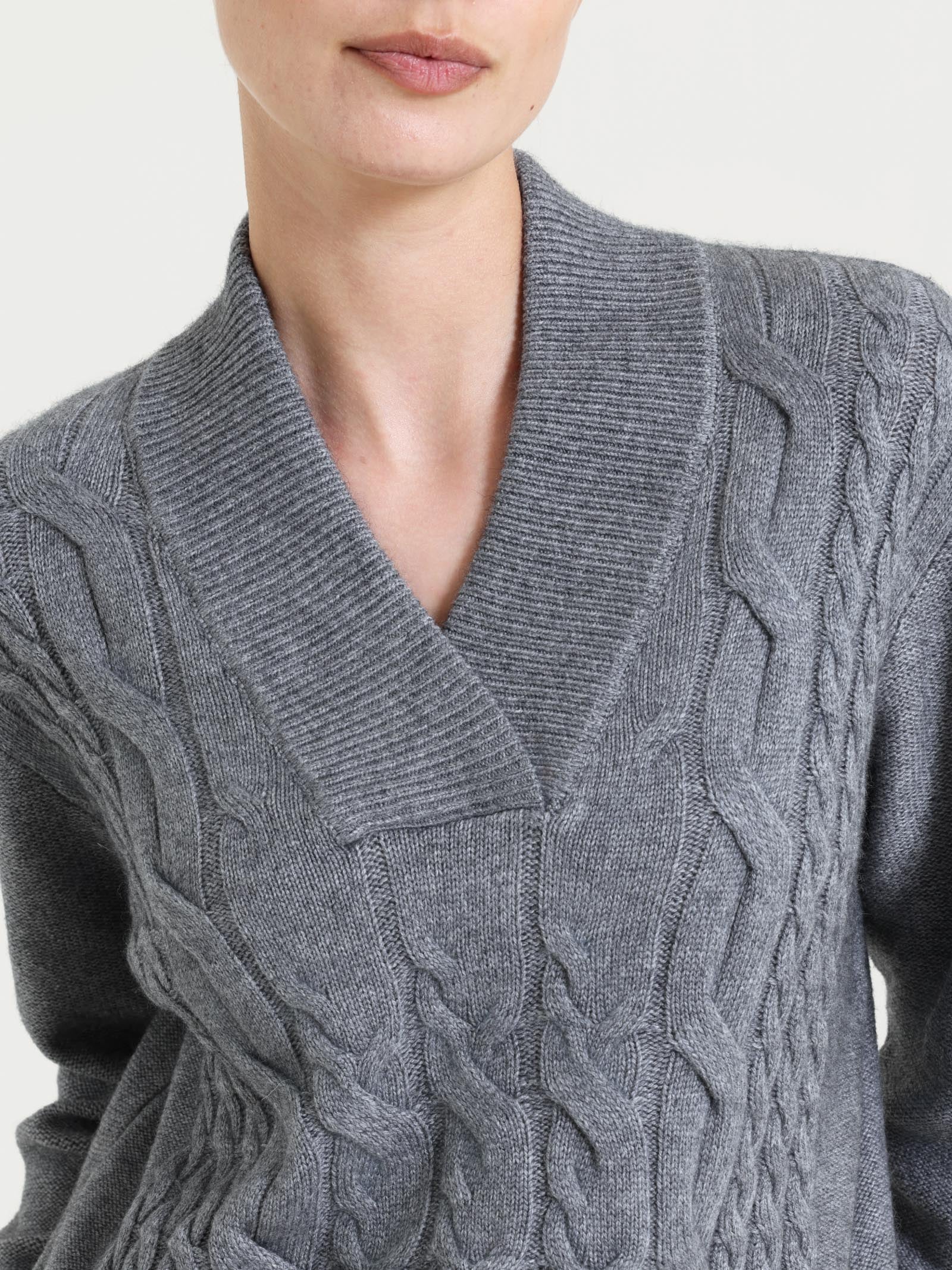 Ragno Natural Soft Maglia scollo V donna Ferro Mel. misto viscosa