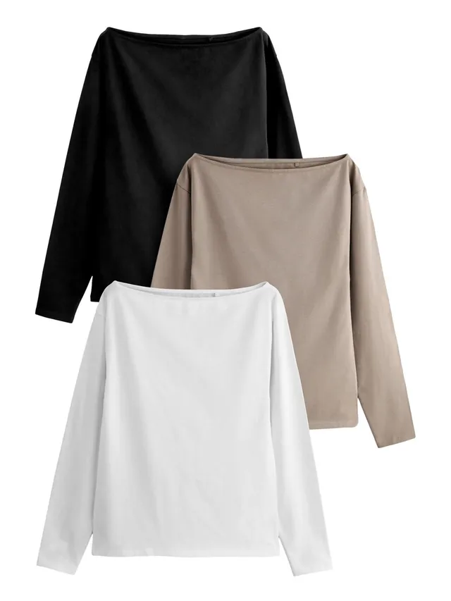 Next The Set top manica lunga scollo bardot 3 pezzi morbido