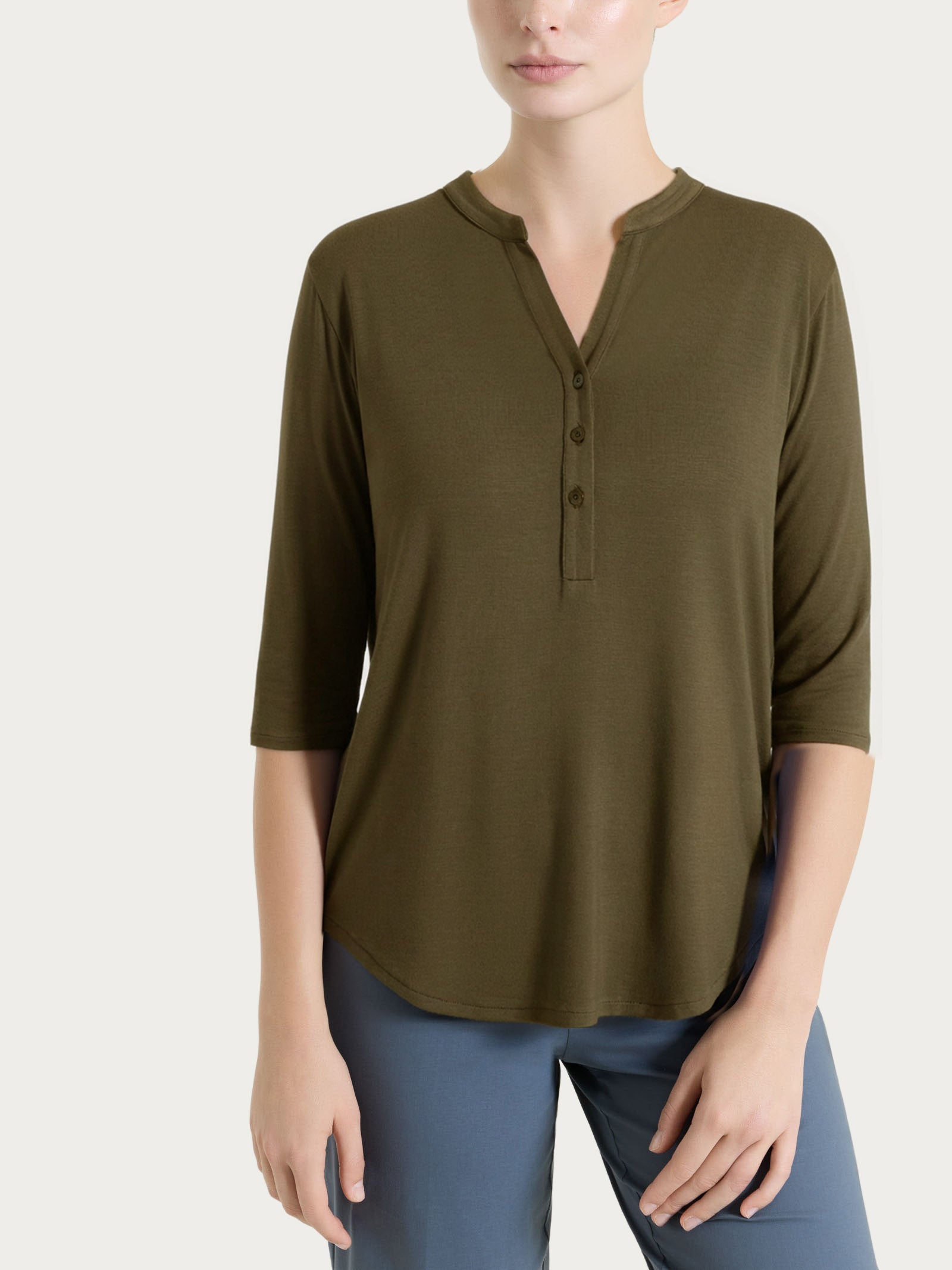 Ragno Viscosa Summer Maglietta 3/4 Dark Olive Morbida