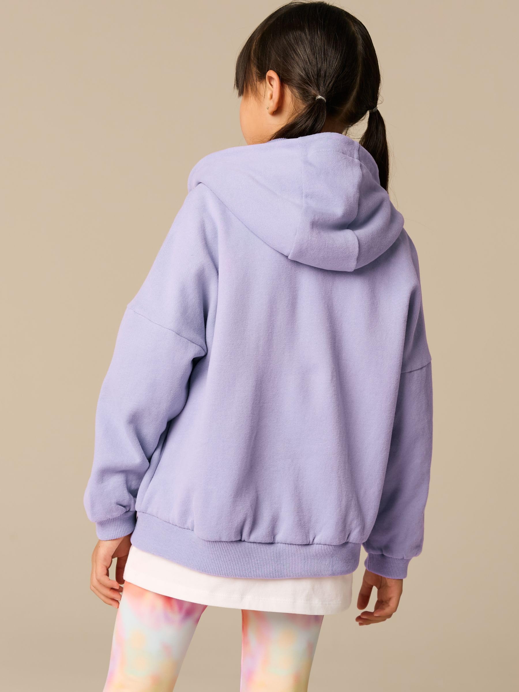 Next felpa ragazza zip viola con cappuccio Dusky Purple