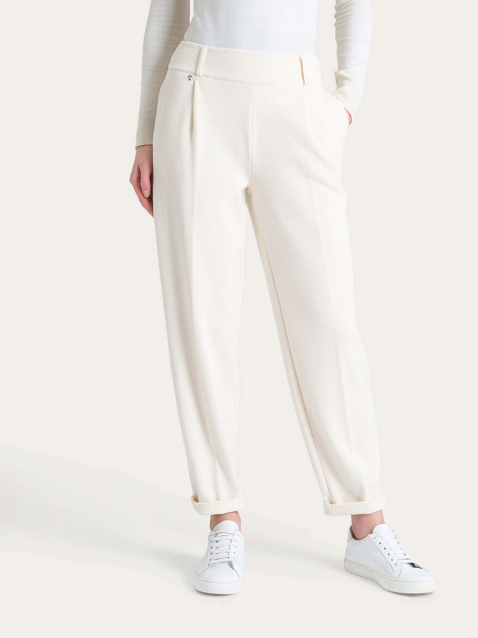 Ragno Relaxed Wardrobe Pantalone velvet Avorio tapered