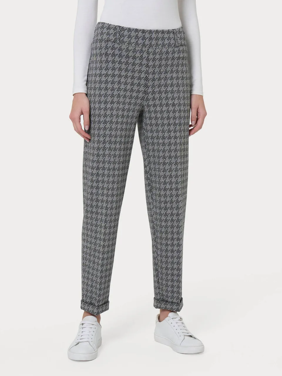 Ragno Compact carrot pants pantaloni fant.black pied de poule