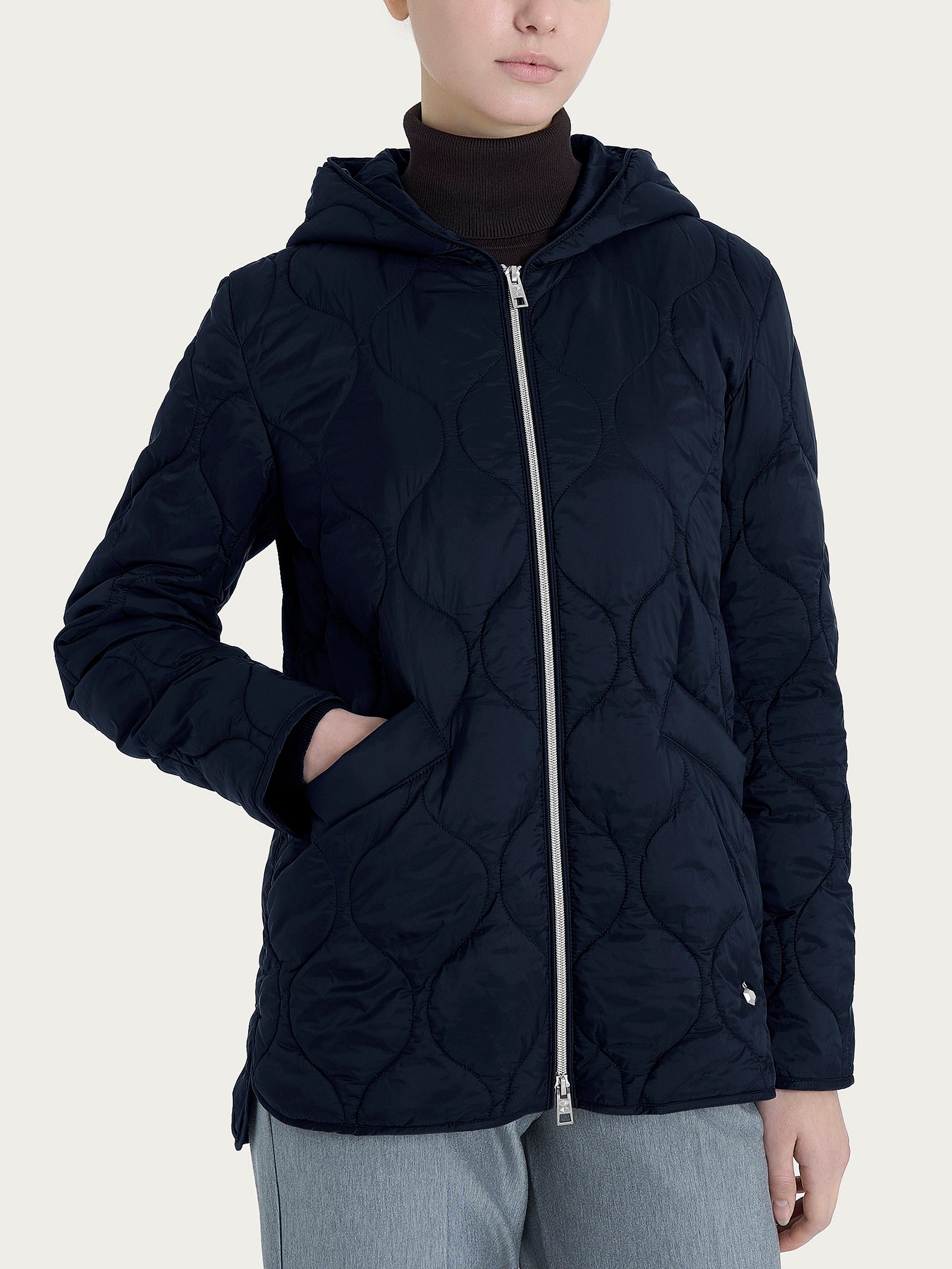 Ragno Onion Quilt Piumino puffer cappuccio Bleu leggero