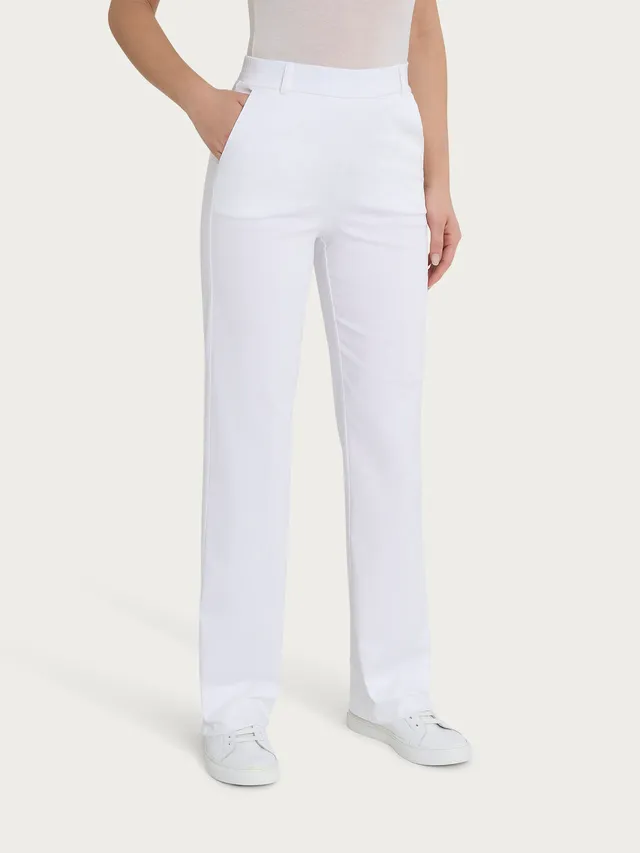Ragno Satin Power Pantaloni Dritti Donna Bianchi con Tasche