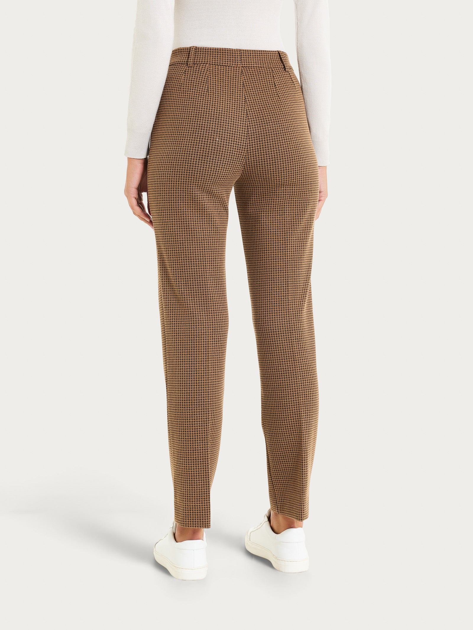 Ragno Compact The Straight Leg pantalone donna micro check Pine Bark