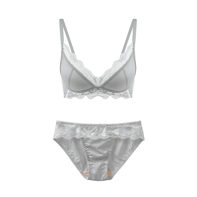 Maria Grazia Severi completo bralette pizzo grigio argento