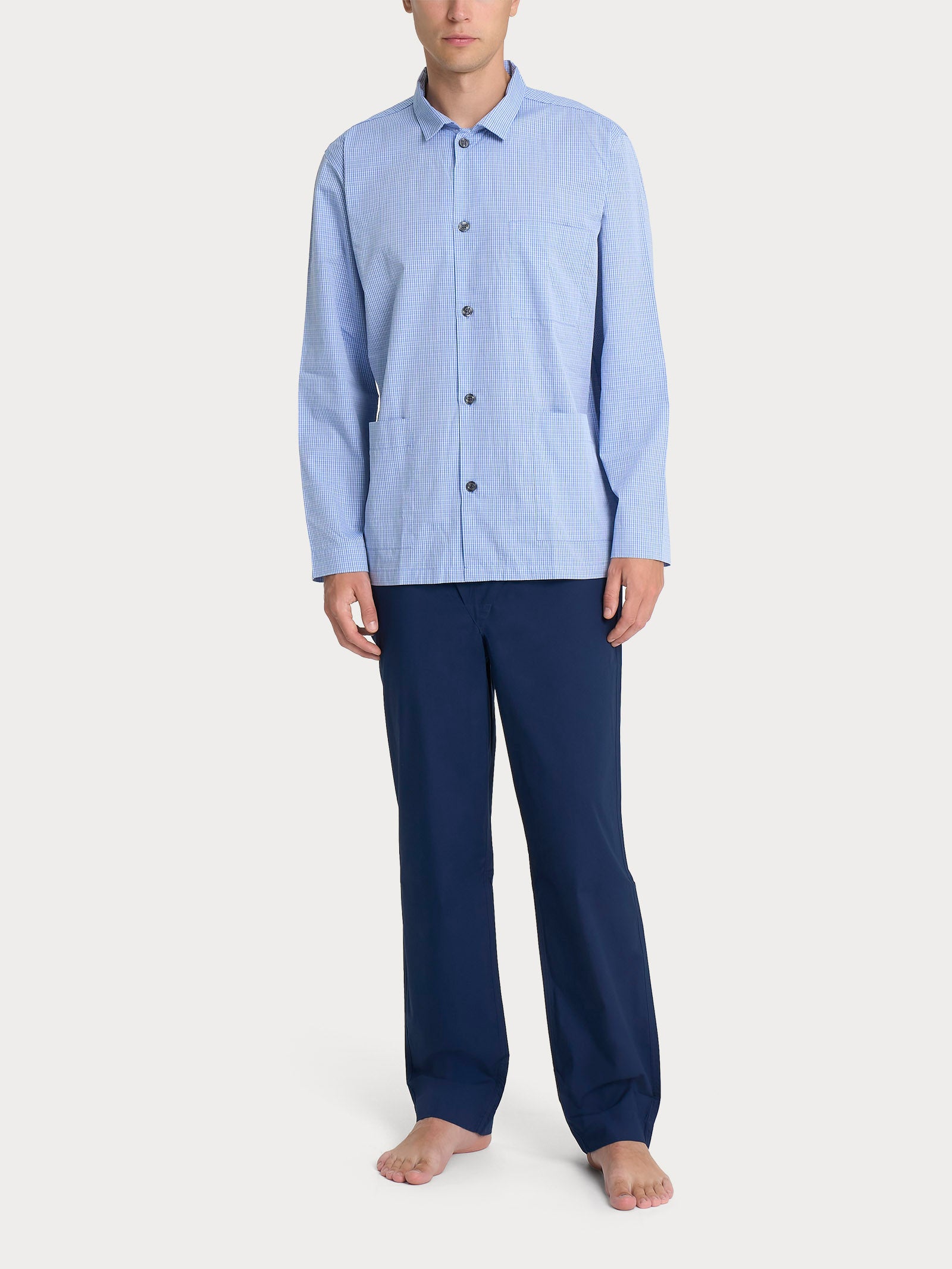 Ragno Pigiama Lungo Aperto cotone blu Fant Heather