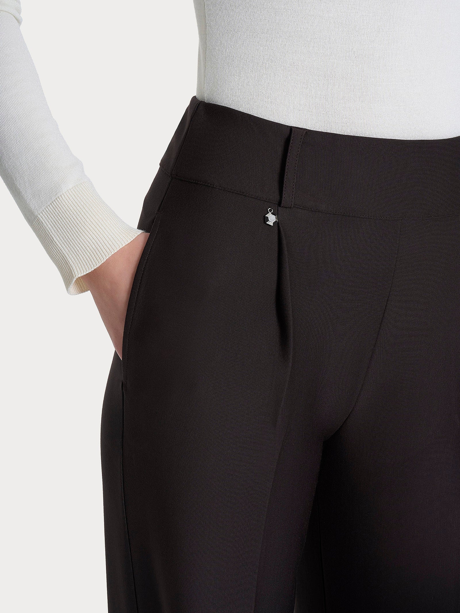 Ragno Compact Pantalone Ampio Tasche Pinces Chocolate Torte Wide Leg