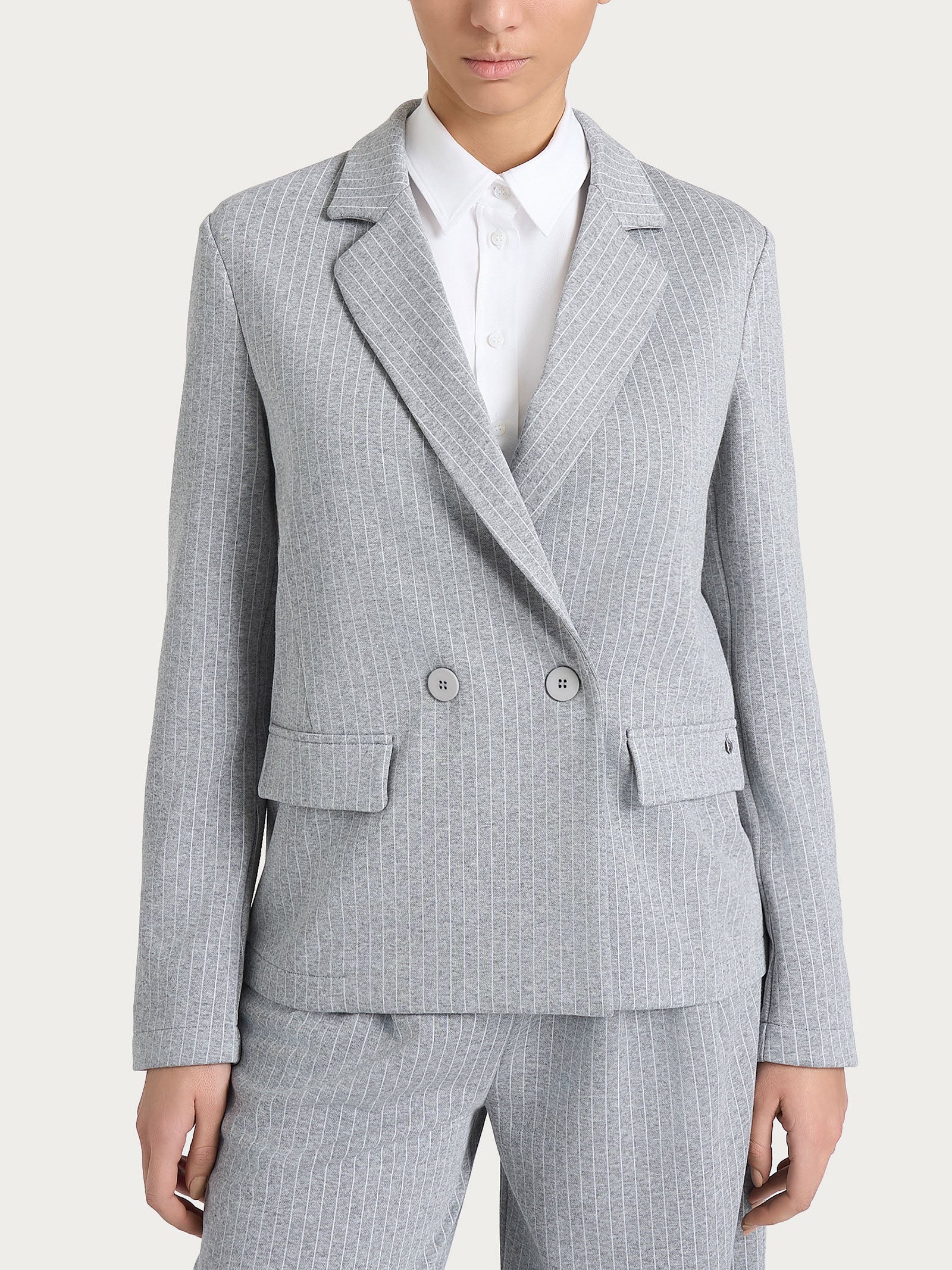 Ragno Eco Jacquard Blazer doppiopetto gessato grigio