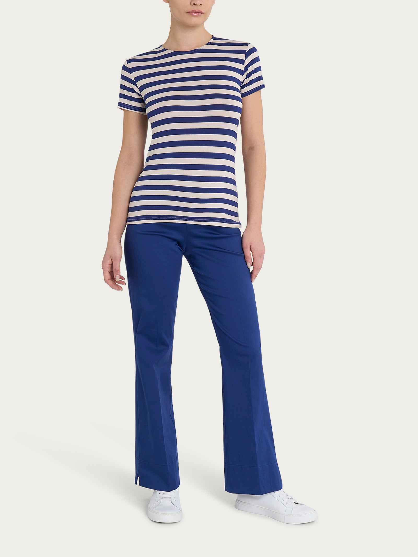 Ragno Viscosa Summer t-shirt righe Blueberry manica corta