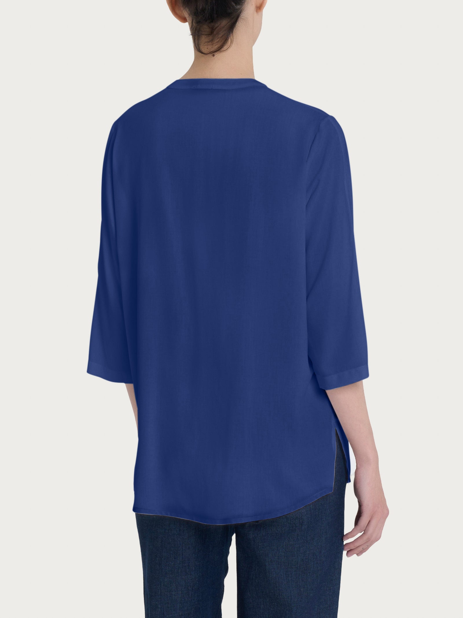 Ragno EcoSeta blusa collo coreana Blueberry viscosa
